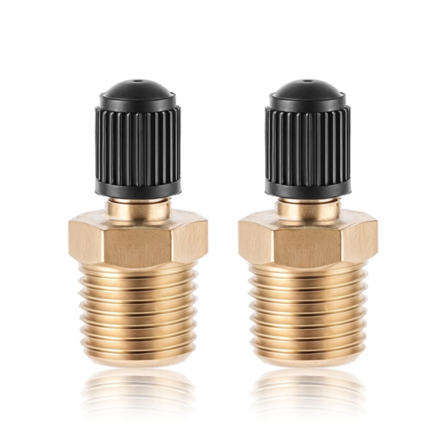 2Pcs Schrader Valve 1/4″ Brass Tank Valve Male Thread Air Tire Tubeless Valve