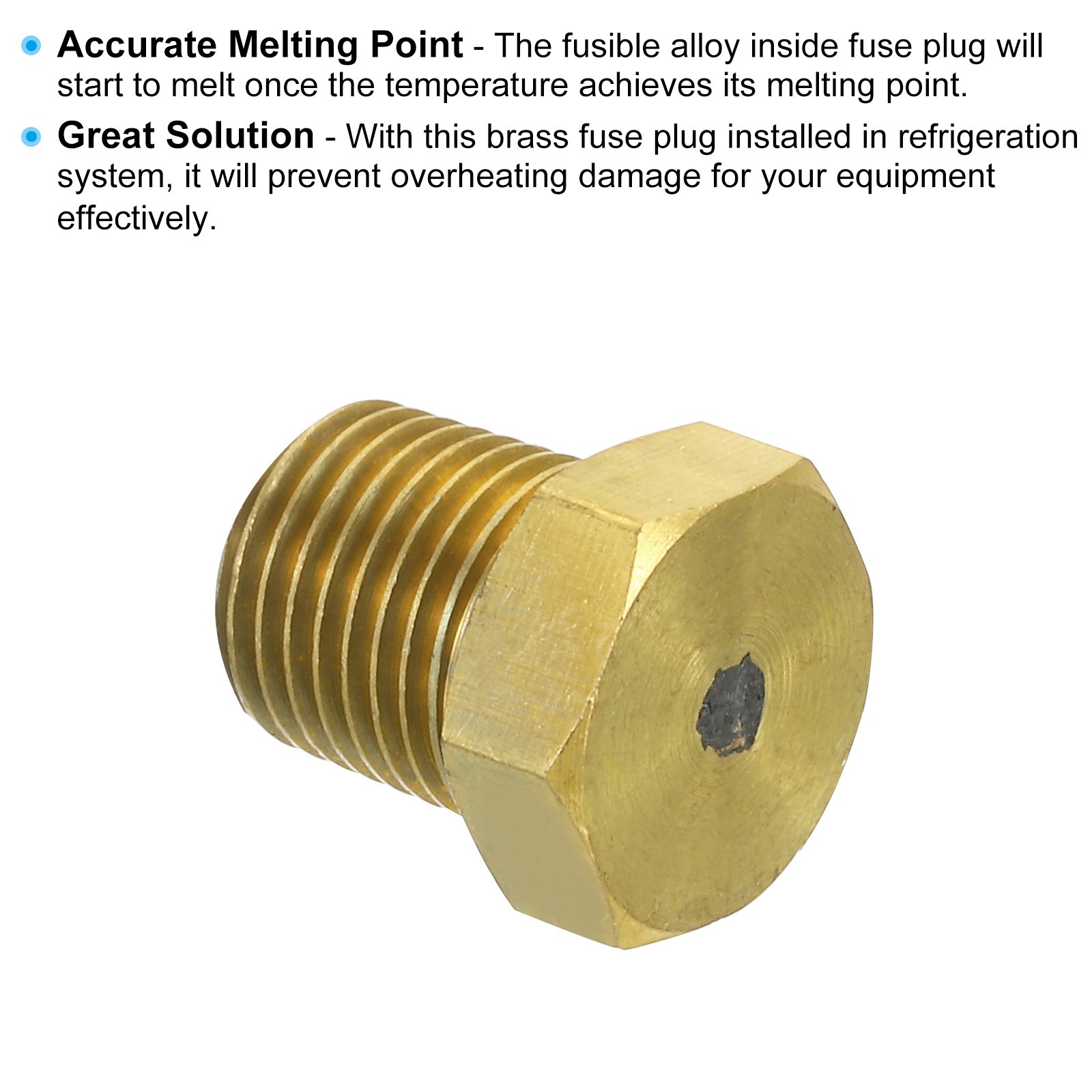 1/4″ BSPT Brass Fuse Plug, 2pcs Brass Fusible Melt Plug 265 Celsius Degree