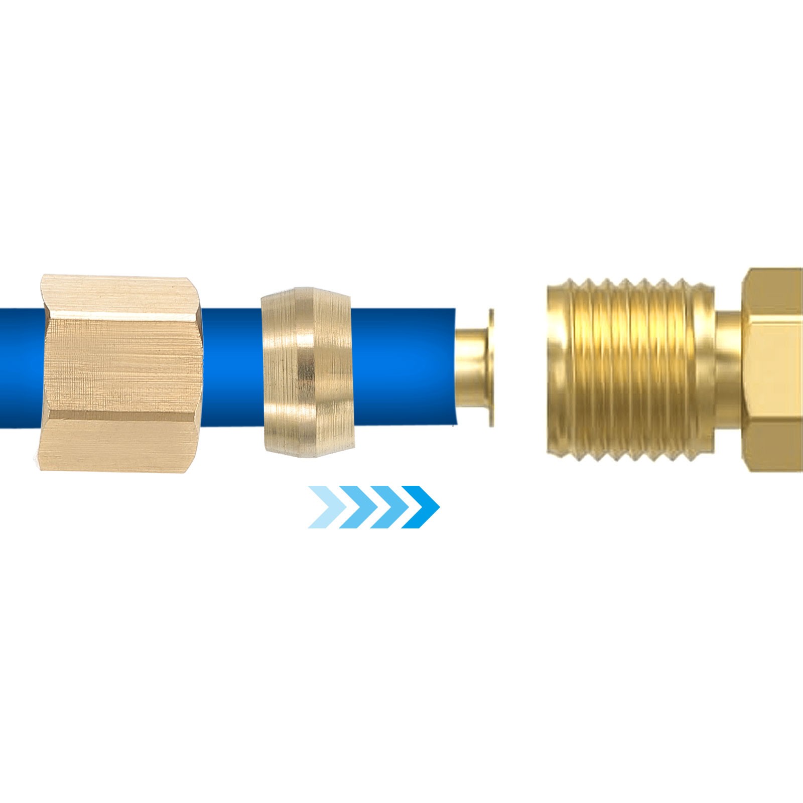 1/8″ Brass Compression Nut,25Pcs Brass Compression Fitting Plumbing System