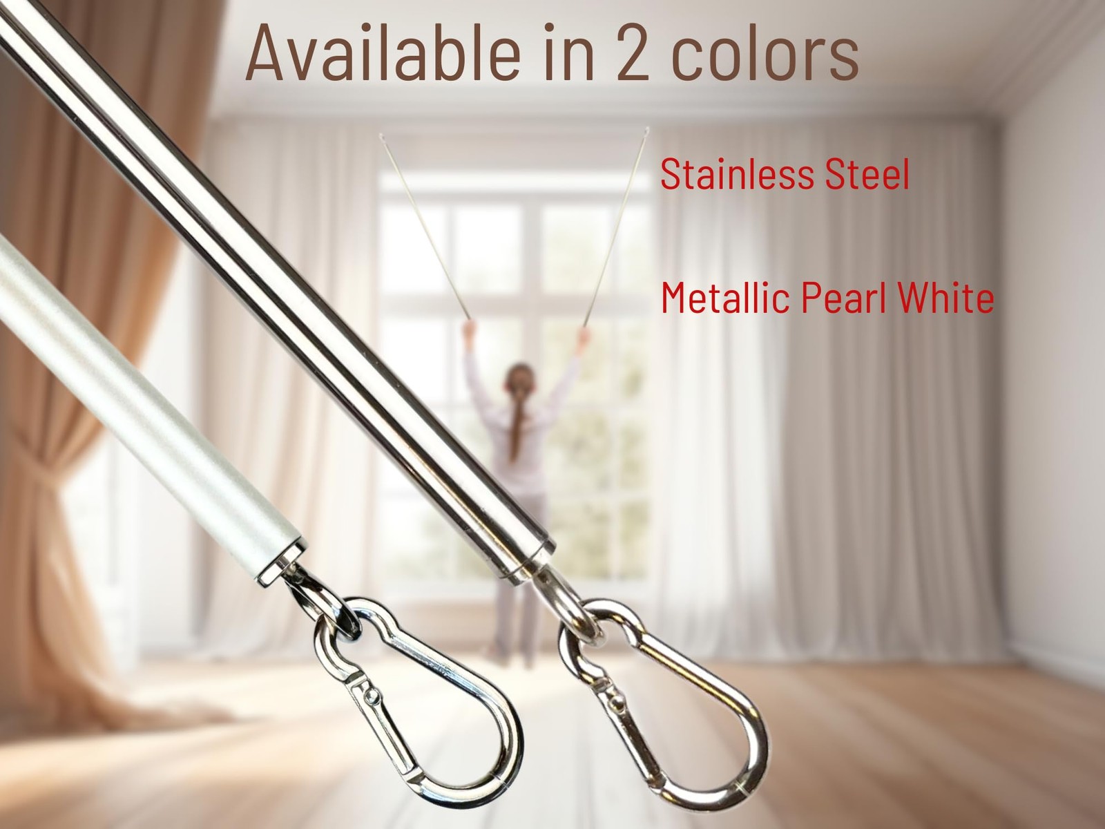 Ooowow 46 Inch 2 Pack Stainless Steel Iron Curtain Pull Wand – 2 Inches Shy 48