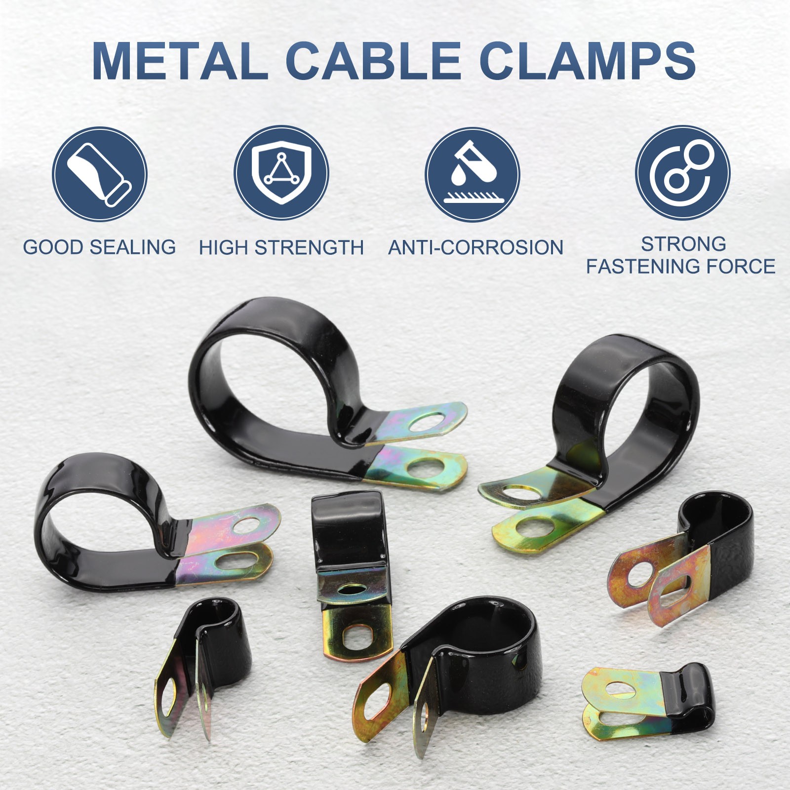 20Pcs 1/5″ Vinyl Coated Cable Clamps Galvanized Steel Metal Cable Clips Black