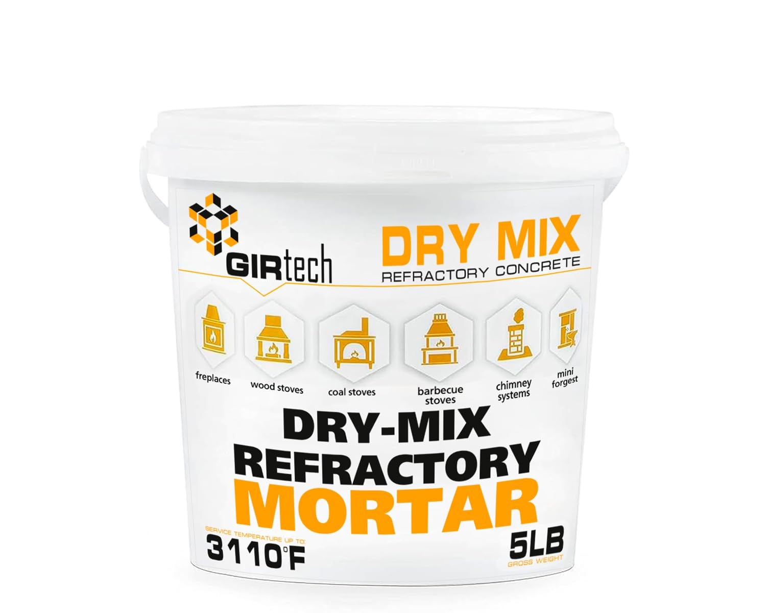 Refractory Cement Dry Mix Mortar 5 LB 3110 Degree °F High Temp Heat Resistant