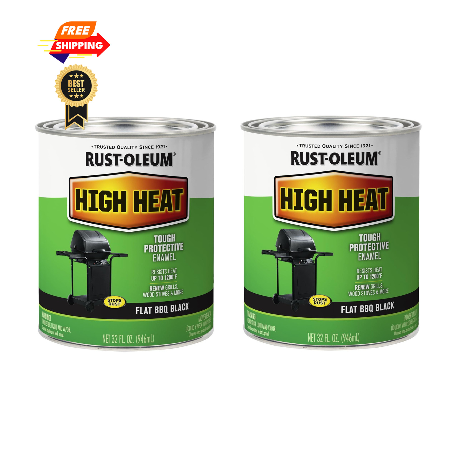 Rust-Oleum High Heat Bar-B-Que Black 32 Fl Oz (Pack of 1), BBQ