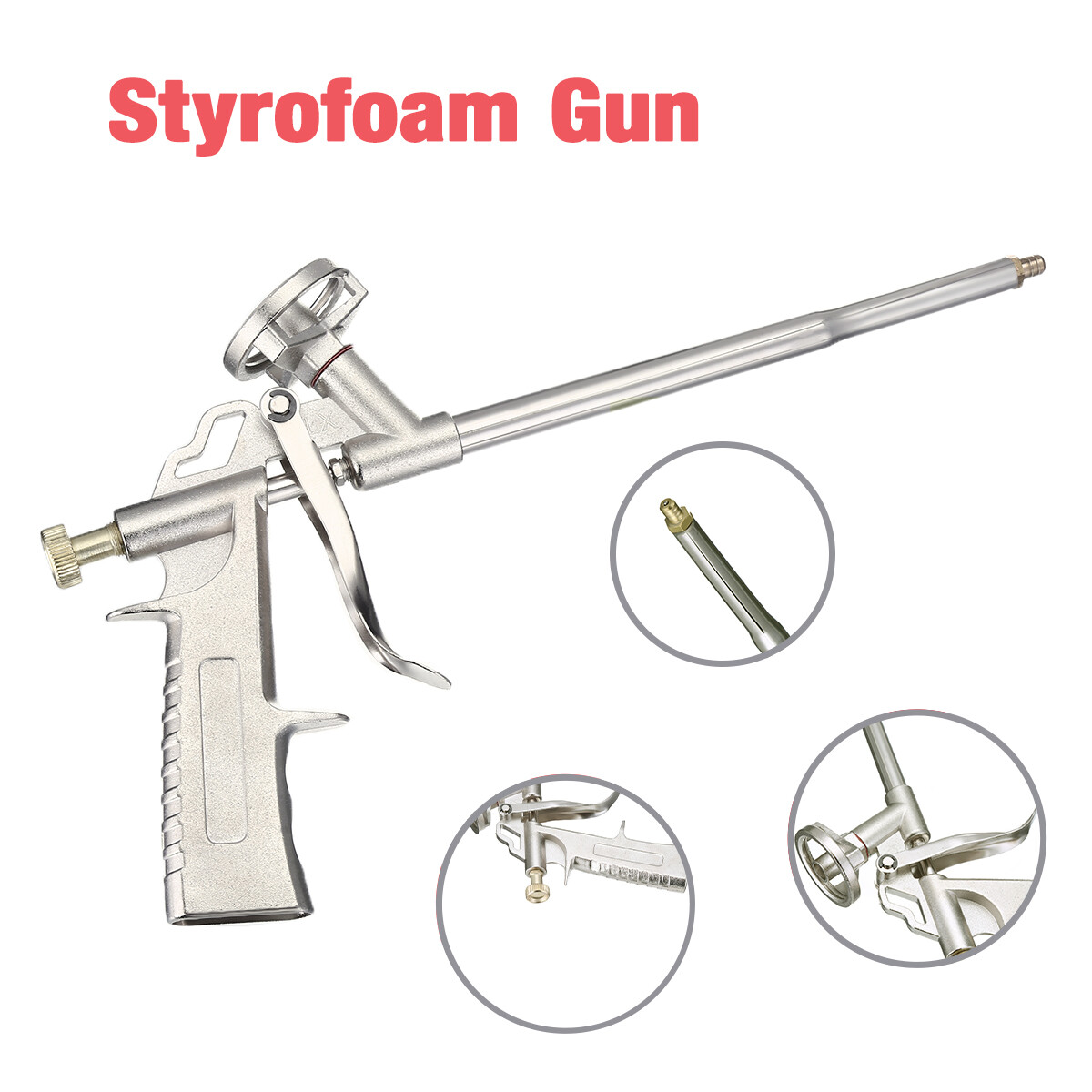 Pro PU Foam Gun NIB Expanding Spray Applicator New & Improved Adapter Basket