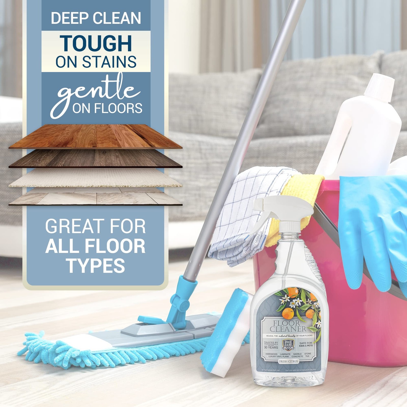 ProCare Citrus Floor Cleaner (Made in USA) | Tile, Stone, Laminate,… Fast Ship