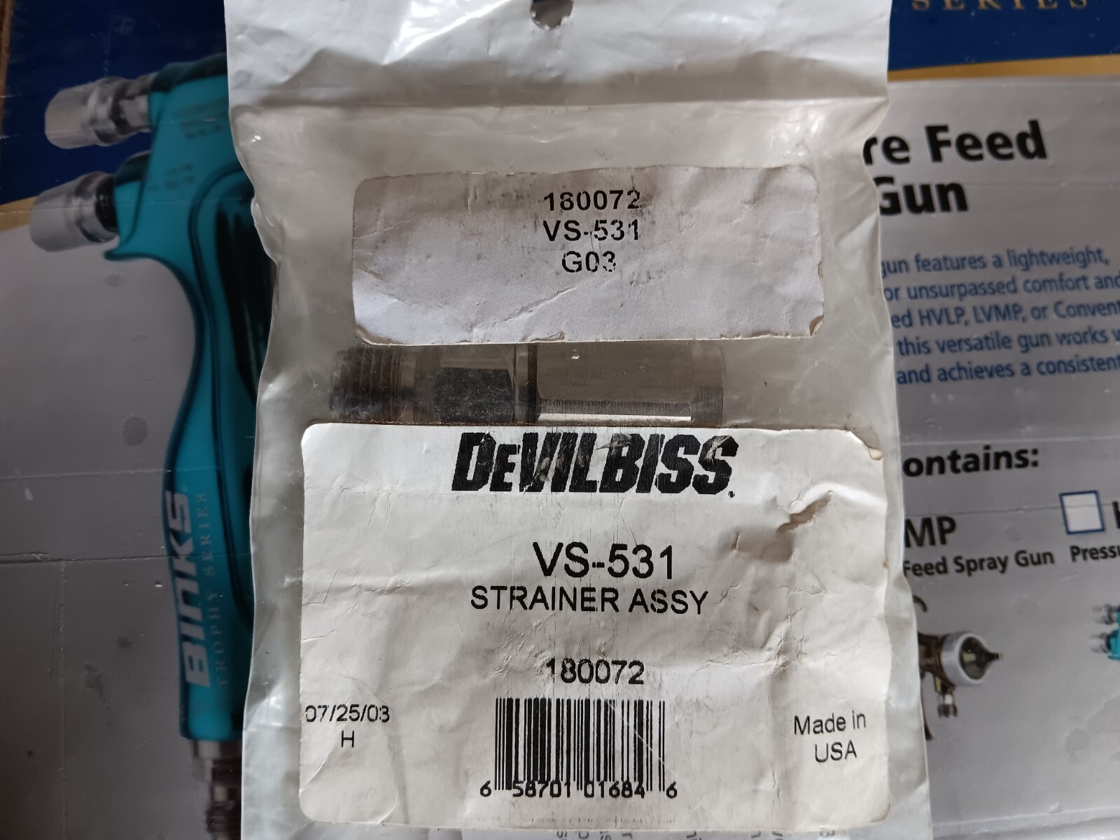 DEVILBISS- VS-531 IN-LINE FILTER/PRESSURE TANKS-CUPS