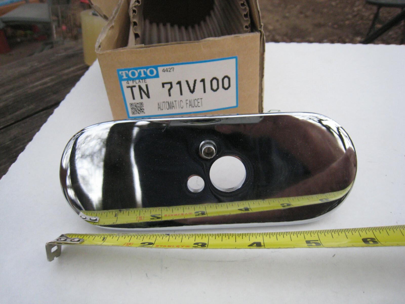 Toto TN71V100 TN 71V100 Chrome 4″ Cover Plate For Automatic Faucets
