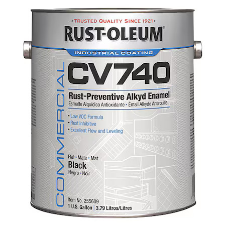 Rust-Oleum 255609 Interior/Exterior Paint, Flat, Oil Base, Black, 1 Gal