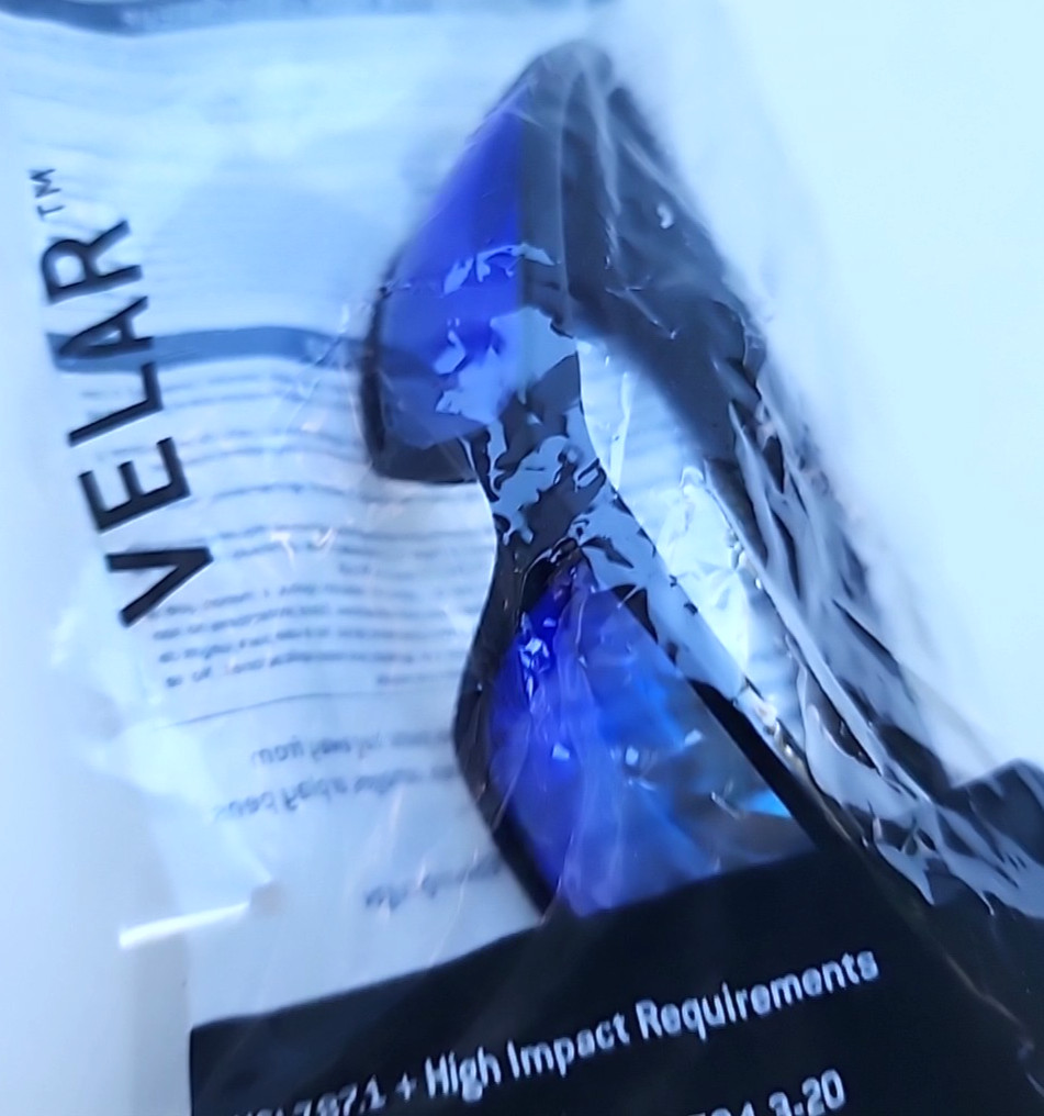 ONE Pyramex Velar Safety Glasses Eyewear Protection -Black PC Frames Blue Mirror
