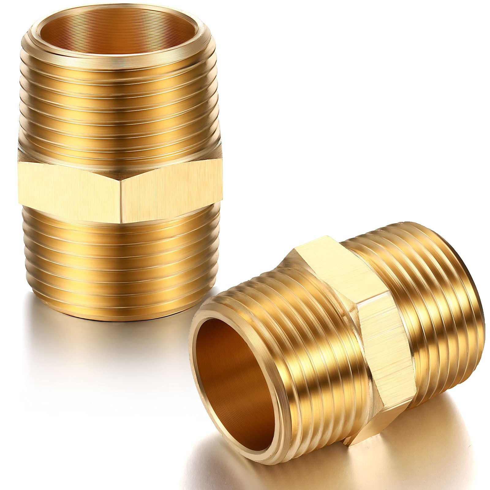 2 Pieces 3/4″ x NPT Brass Hex 3/4 x Inch NPT, x