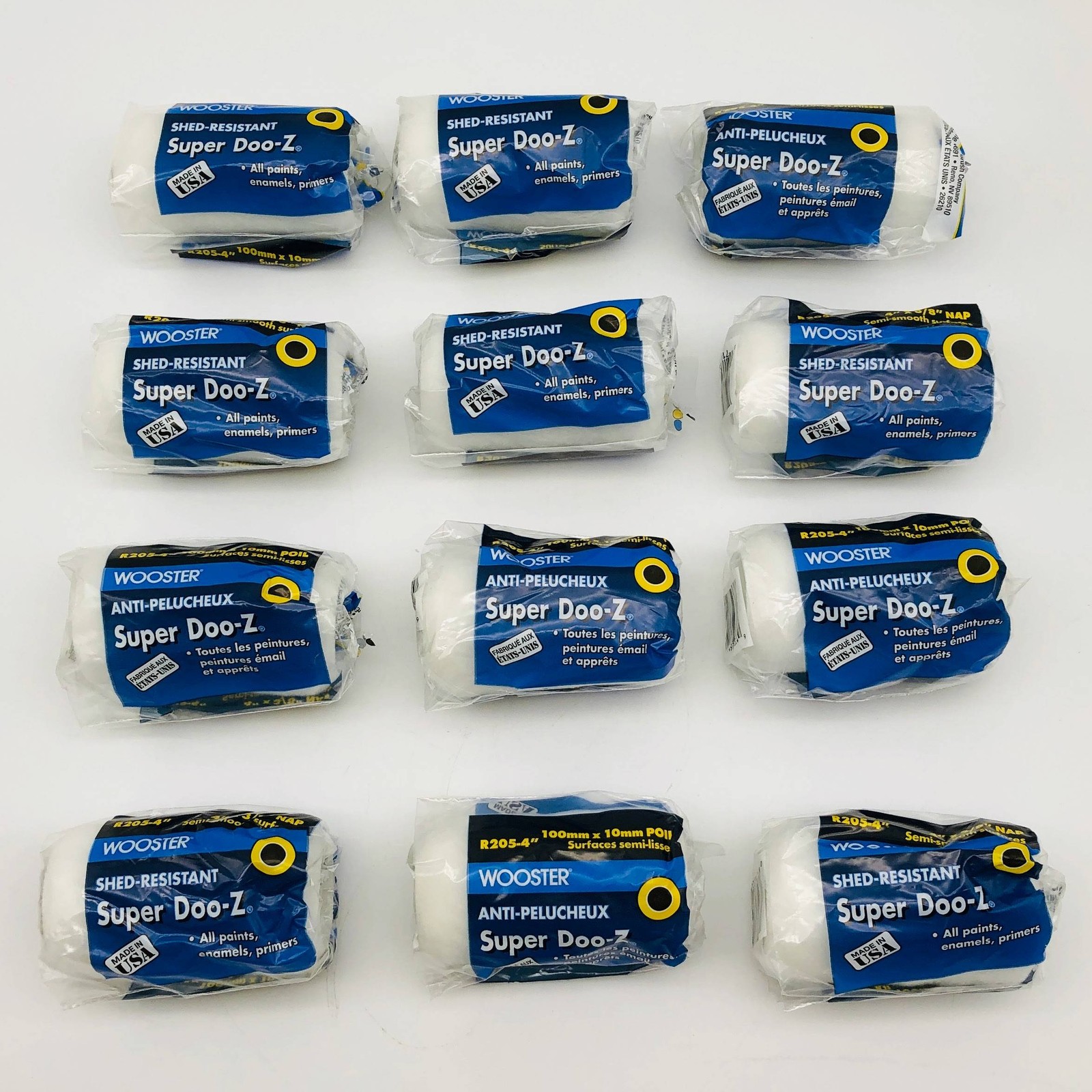 Wooster R205-4 Paint Roller Cover 4″x3/8″ Nap Super Doo-Z Semi Smooth Lot of 12
