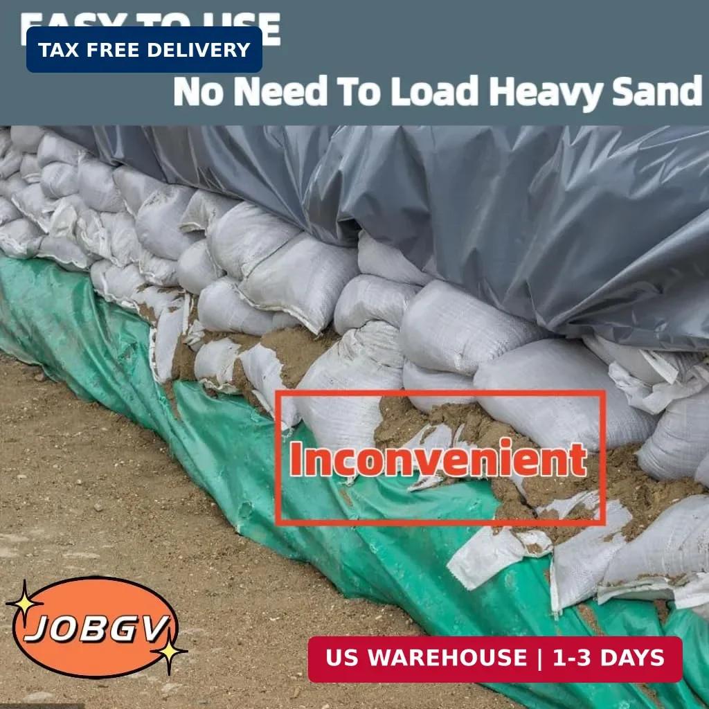 Water Barrier 5 ft x 6.5 inch Water Activated Flood Barriers, Sandless Sandbag f