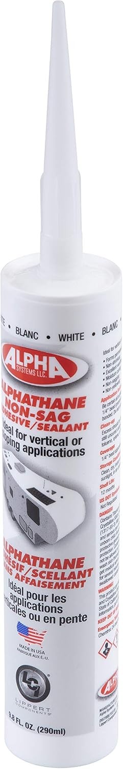 Alpha Systems 5160 Alphathane Non Sag RV Sealant White Waterproof 10 Oz Tube USA