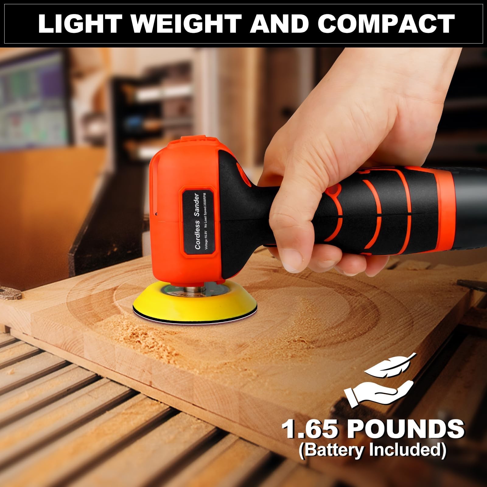 16.8V Cordless Electric Sander with 36PCS Sandpapers, 3500 RPM, 3.0Ah Battery…