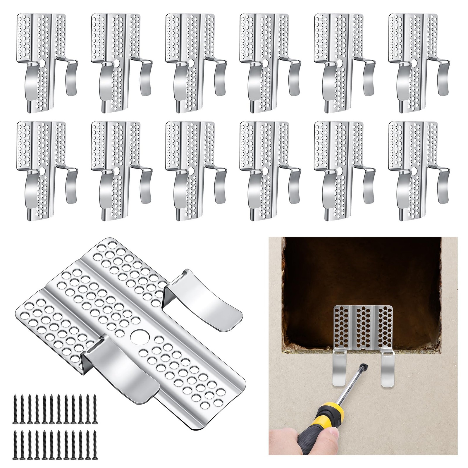 moonoom 12 Pack Drywall Repair Clips, 1/2 inch Drywall Fastener Clip with 24 …