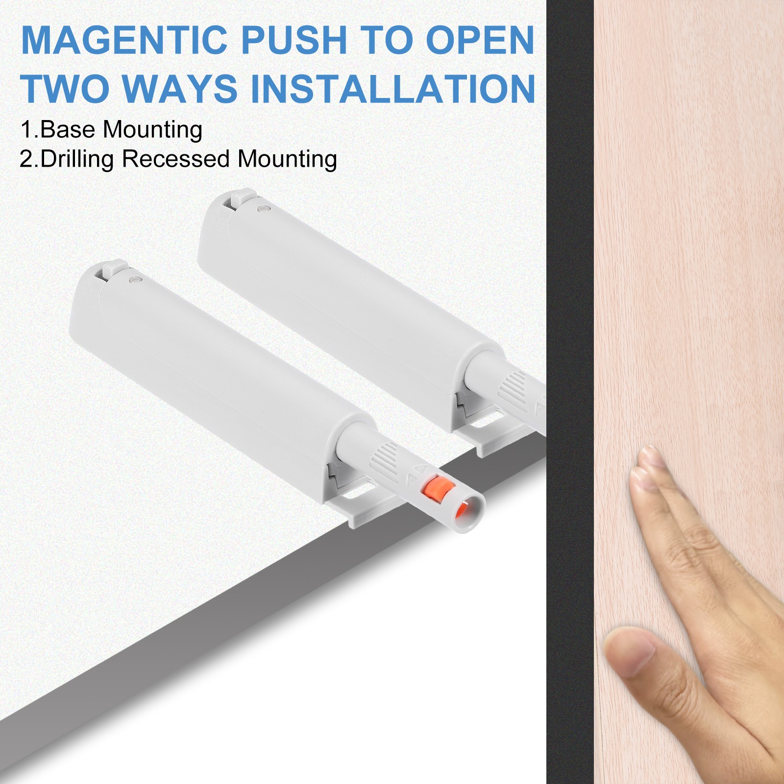 4 Pcs Magnetic Push Latches for Cabinet, 3.82×0.67 Inch Push to Open Latch White