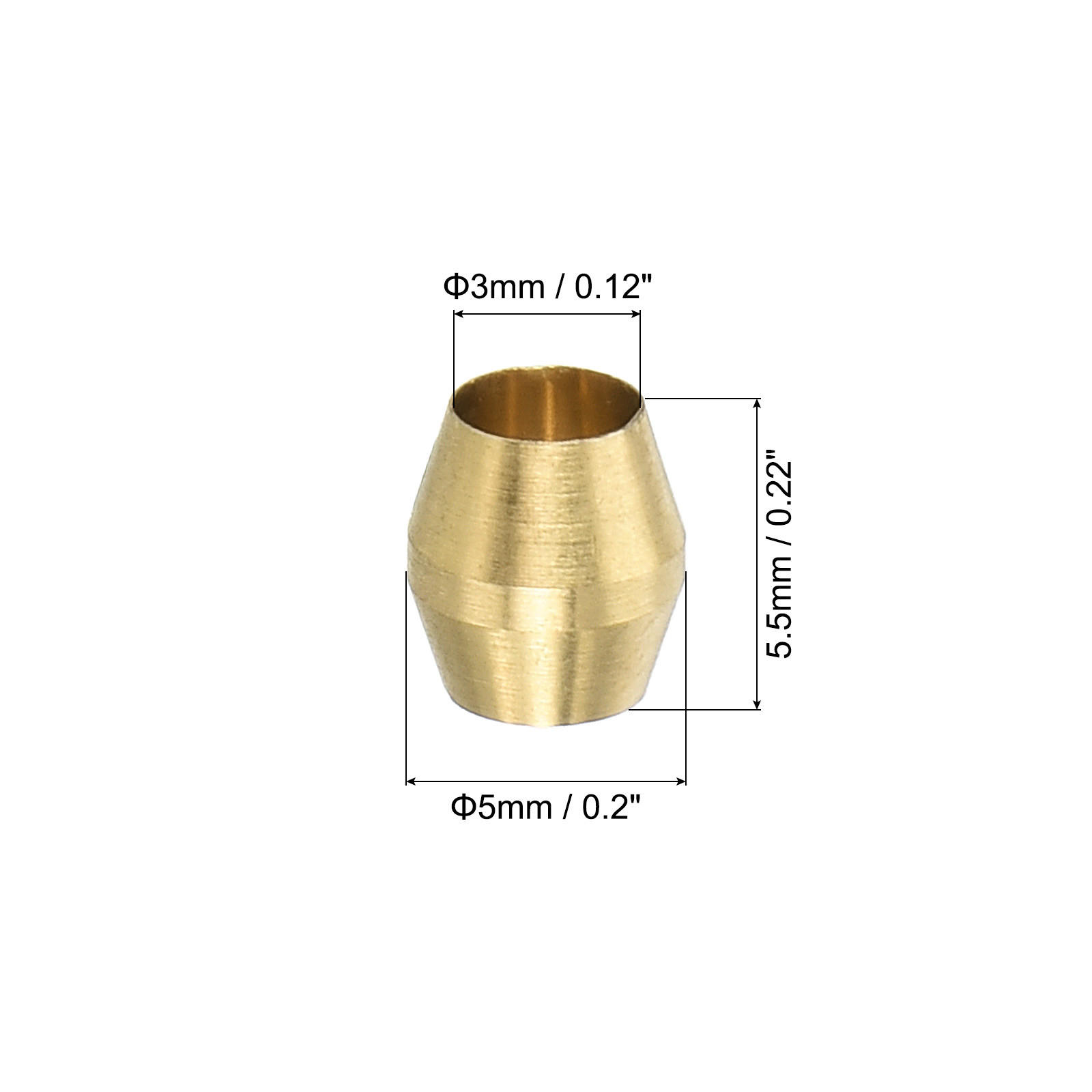24 x 1/8″ ID  Brass Compression Sleeve Ferrules Brass Compression Fittings