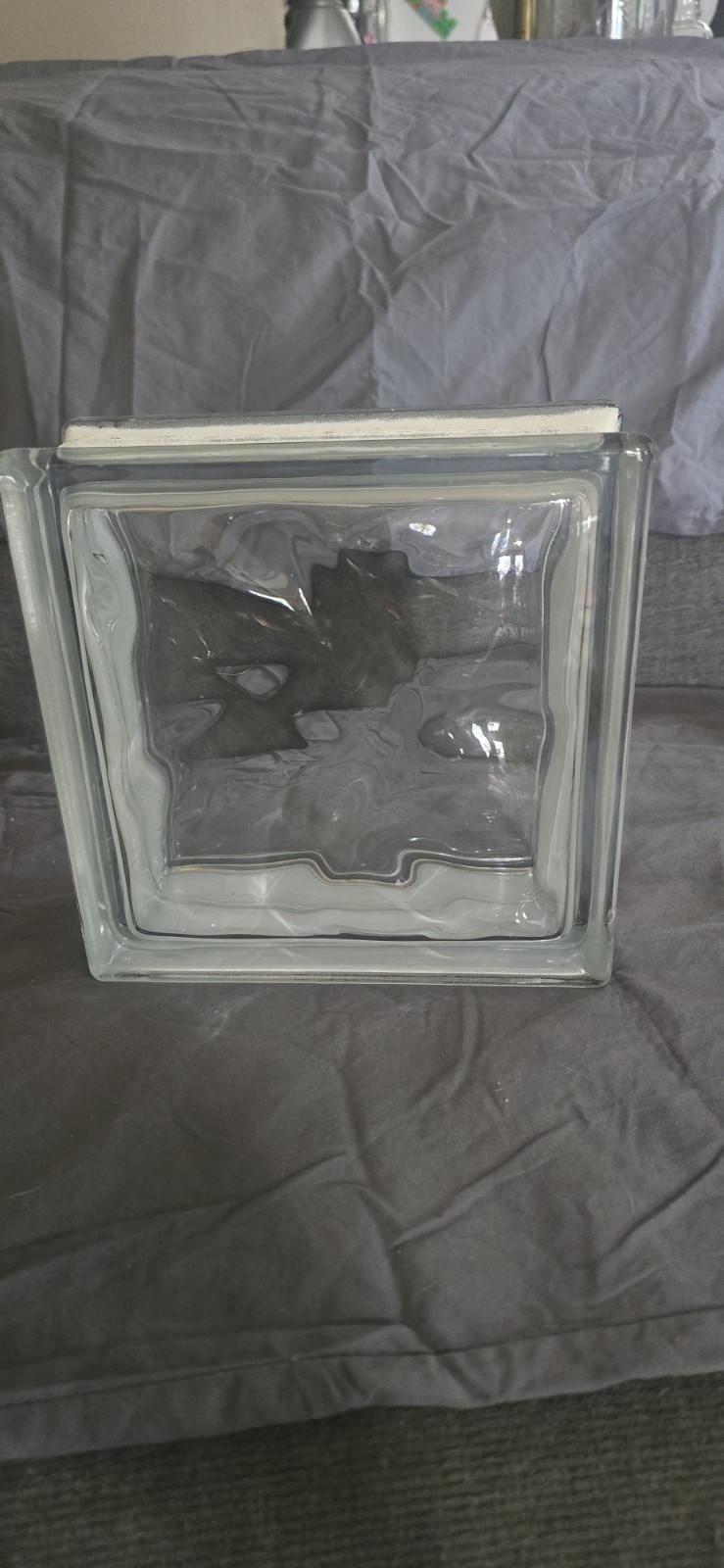 Pittsburgh Corning Decora Glass Block 8x8X3″ RETIRED New Wavy Brick NOS USA