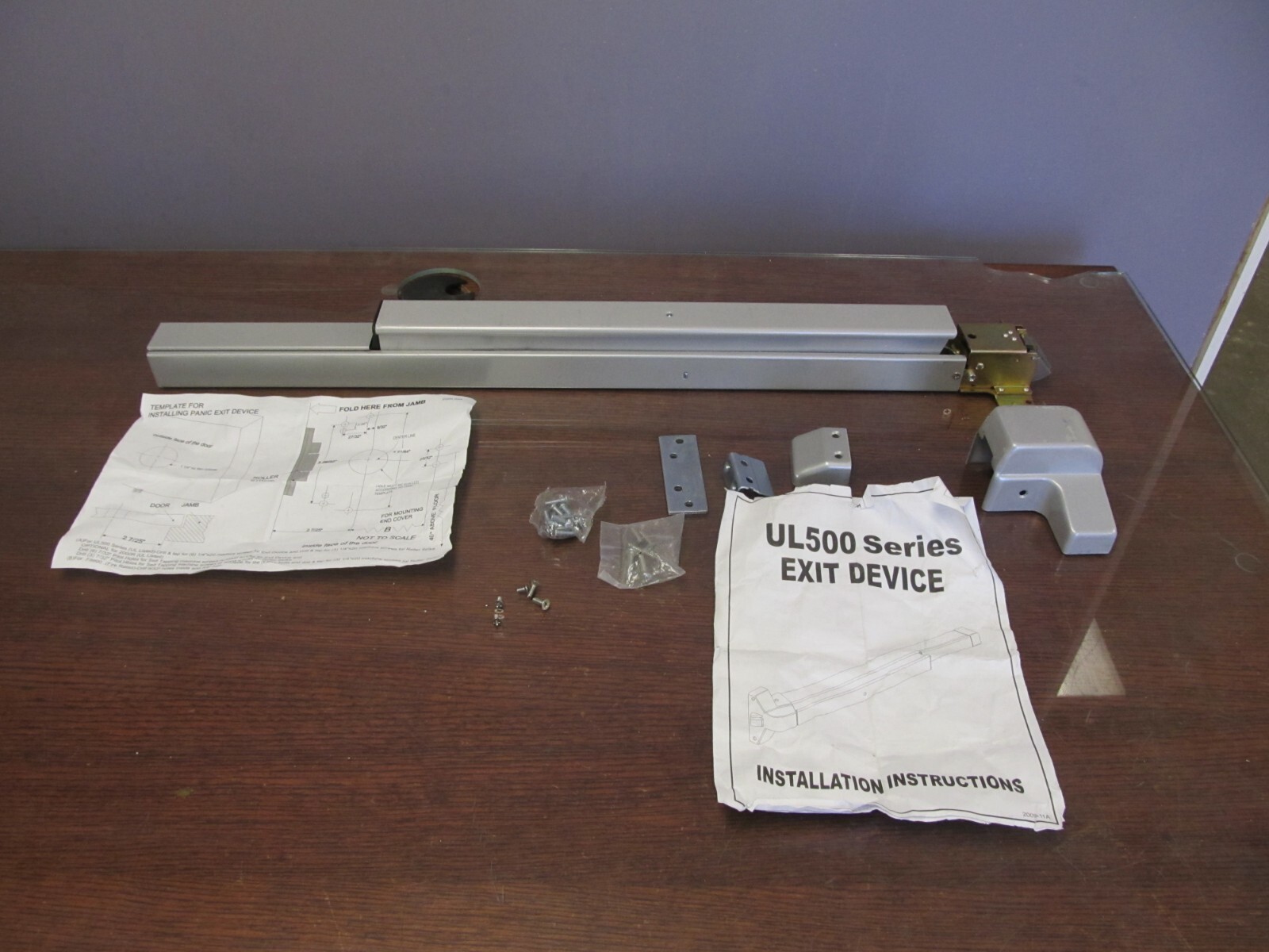 INCOMPLETE – NEVER USED Dynasty Hardware Push Bar Panic Exit Device Alum UL 500