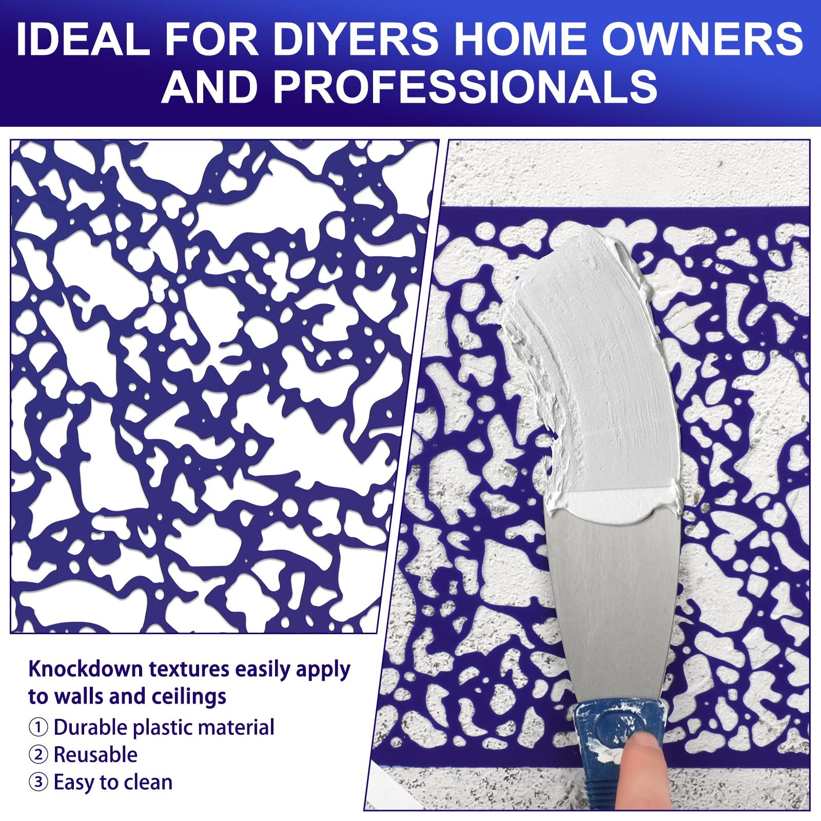 3 Pieces Knockdown Texture Spray Stencil Drywall Repair Tool Knockdown Textur…