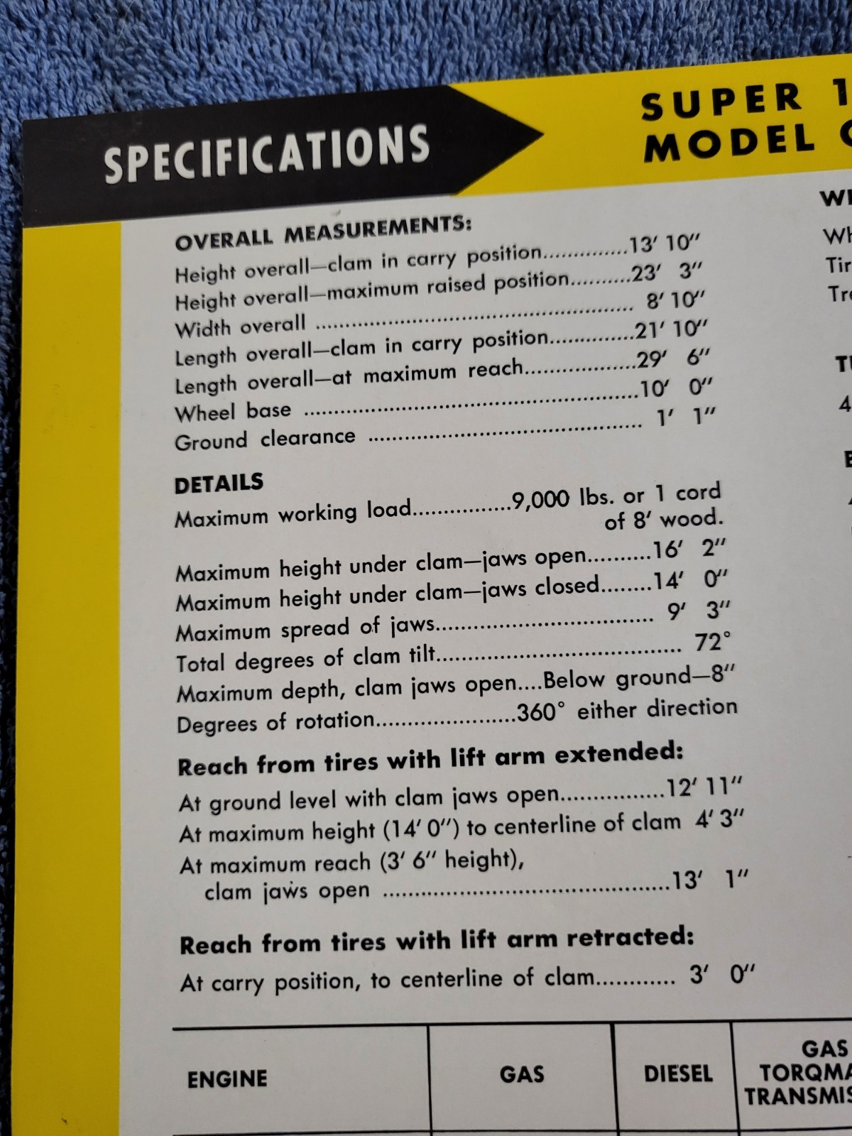 VINTAGE 1960s PETTIBONE SUPER 15 CARY-LIFT # 154-C BROCHURE 453 GMC Chrysler 32