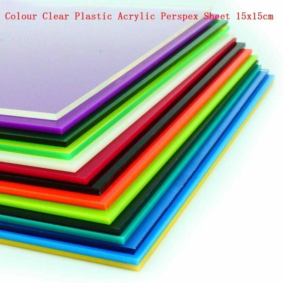 1pcs Colour Clear Plastic Perspex Acrylic Sheet 15x15cm Thickness 2.3mm
