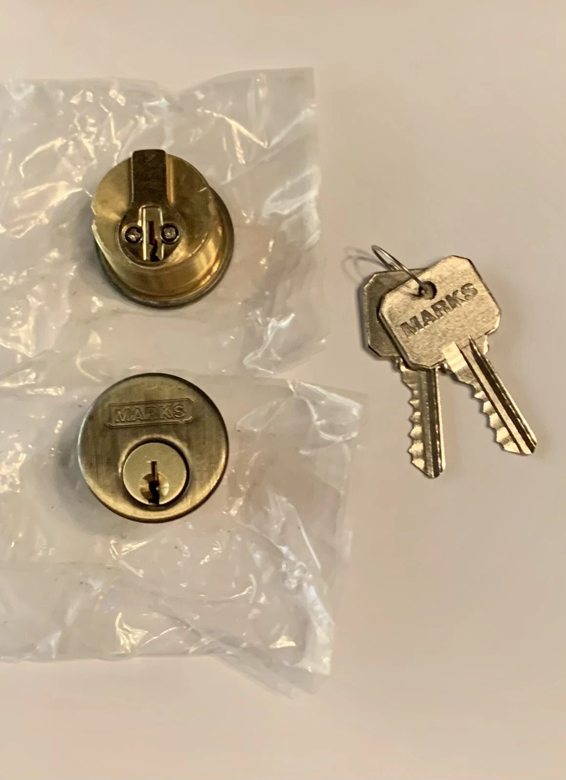 Marks Mortise Cylinders Polished Brass 2 Keys