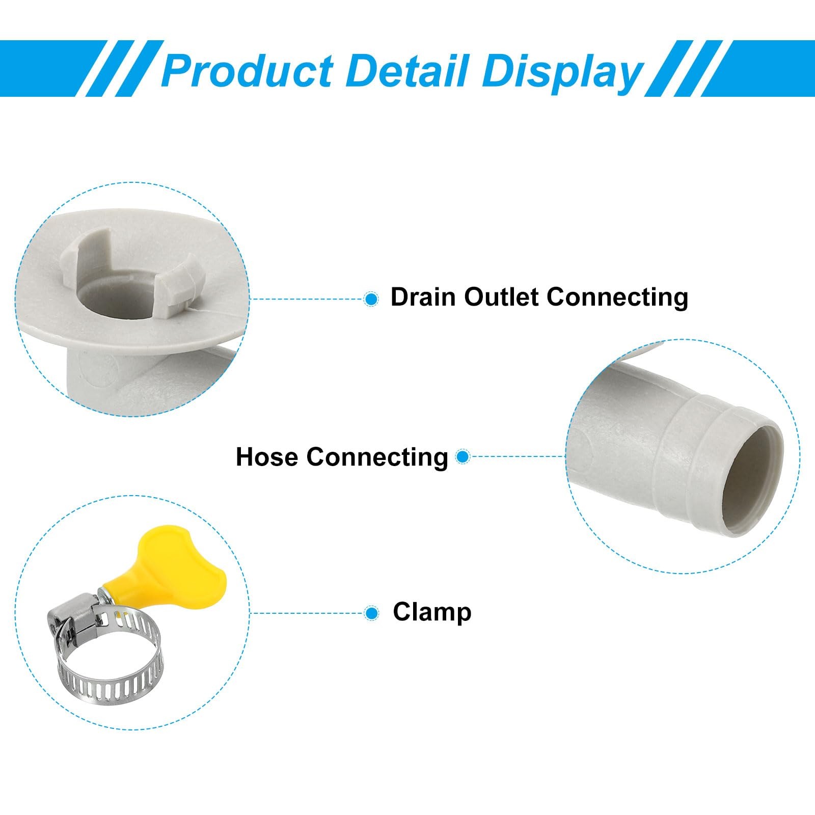 PATIKIL 15mm Air Conditioner Drain Hose Connector, 4 Pcs Universal White