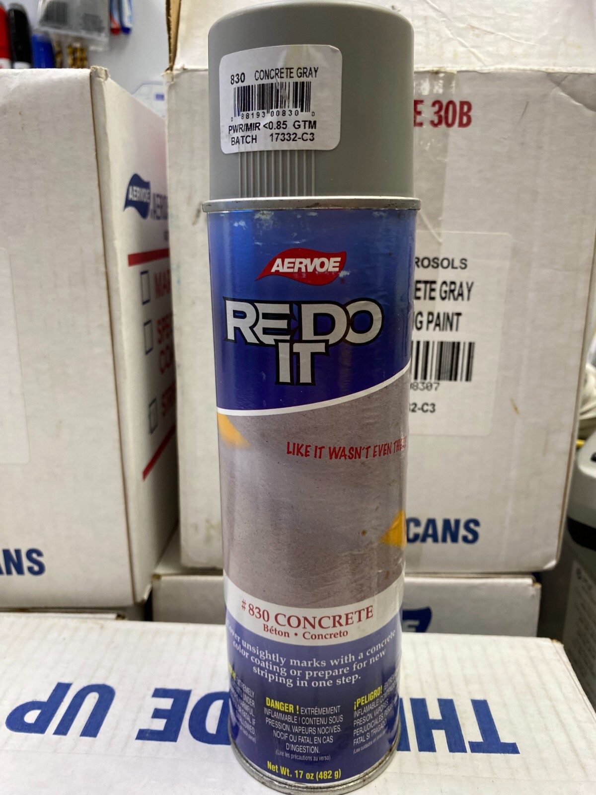 AERVOE REDO IT #830 CONCRETE GRAY STRIPING PAINT 12 PACK 20 OZ CANS