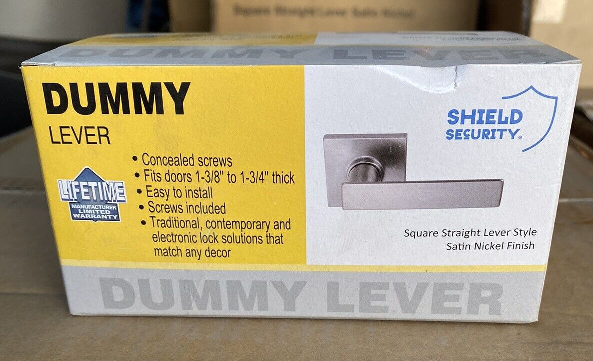 QTY 4- Shield Security® Square Straight Dummy Lever, Satin Nickel Finish