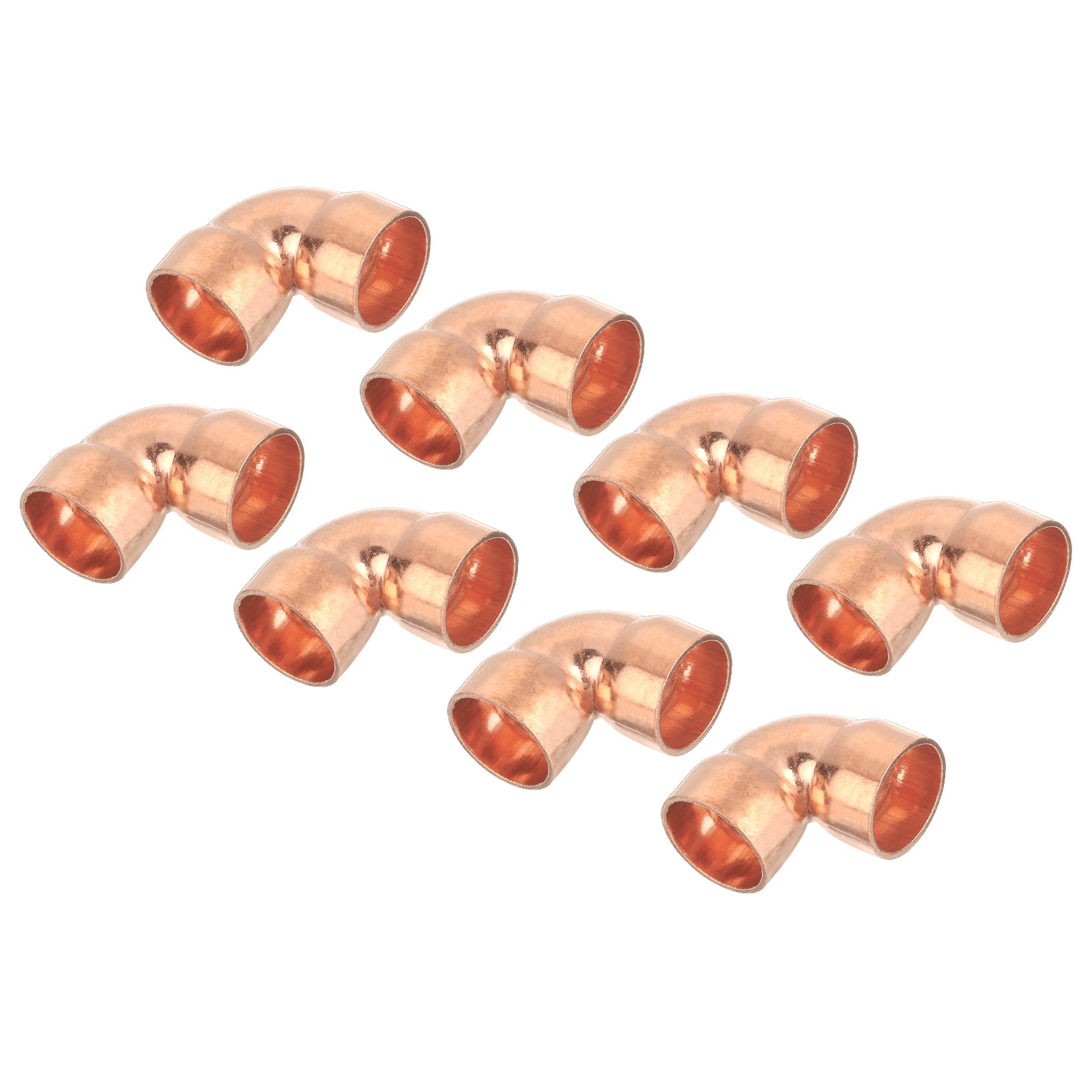 8 Pcs 0.63 Inch 90 Degree Copper Pipe Fitting with Sweat Solder, 1.14×1.14inch