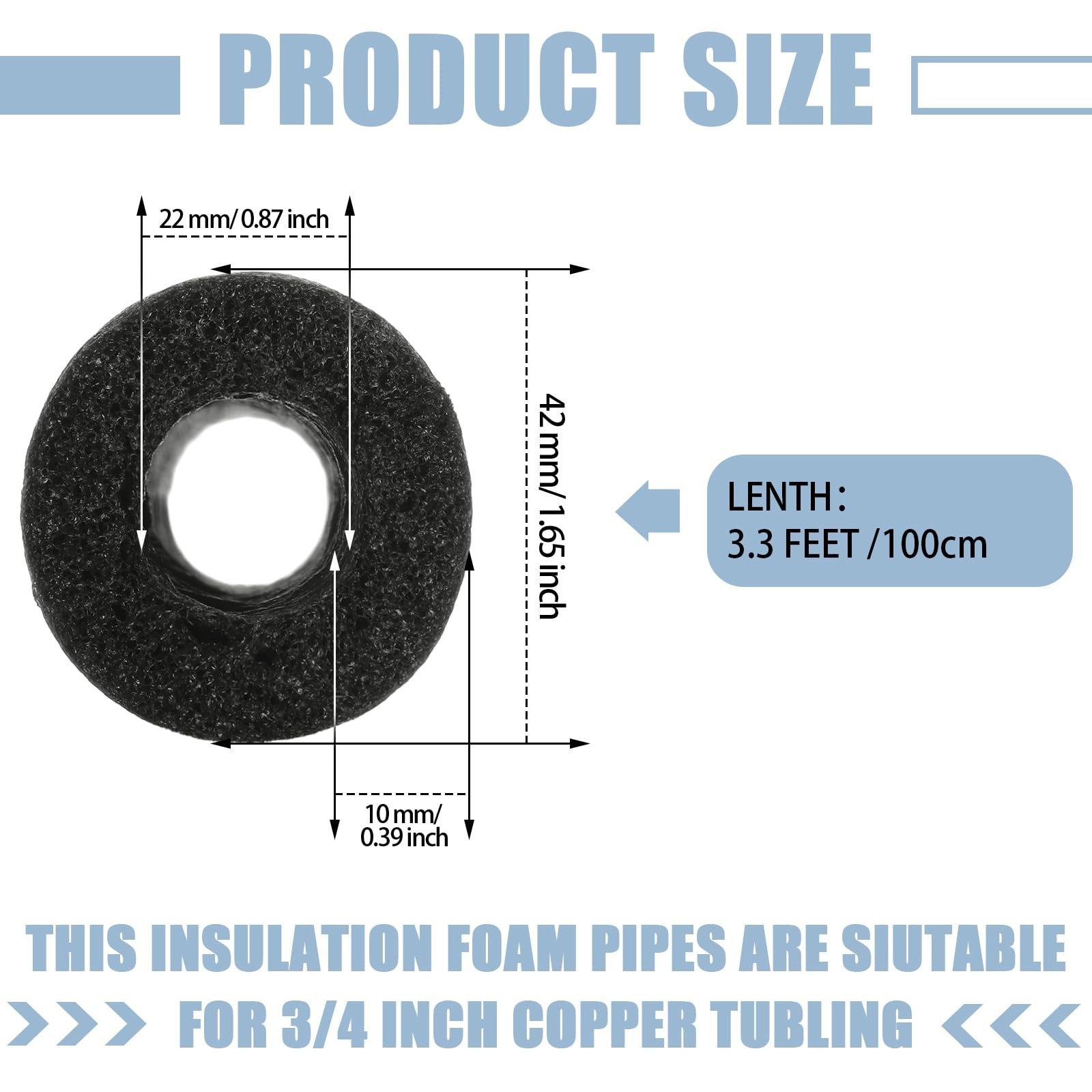 12 Pcs Foam Pipe Insulation Tubing – 3.3ft Pre-Slit Heat Preservation Covers for