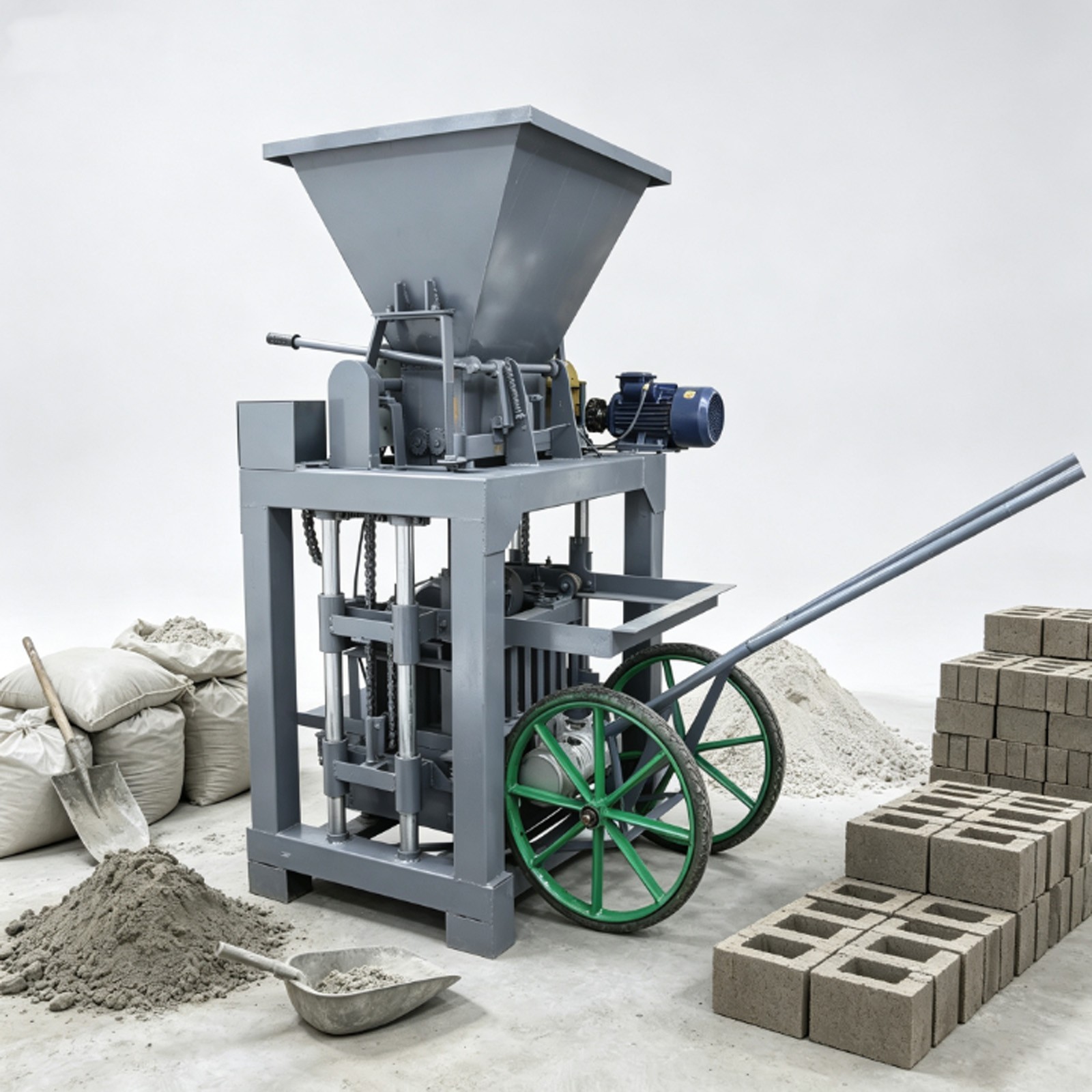 Concrete Hollow Brick Maker 220V Automatic Cement Block Former H1 Hole Type