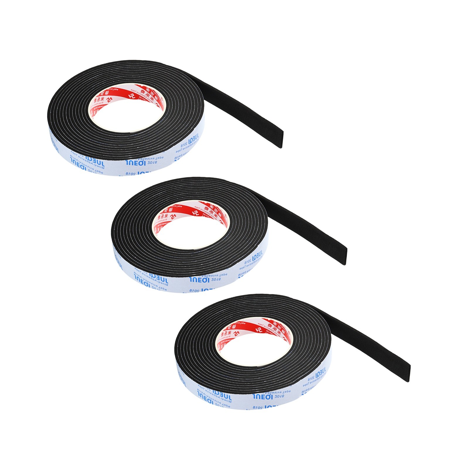 3 Pcs 3/4″x1/8″x16.4Ft EVA Black Single Sided Foam Tape DOOR Sealing Foam Strip