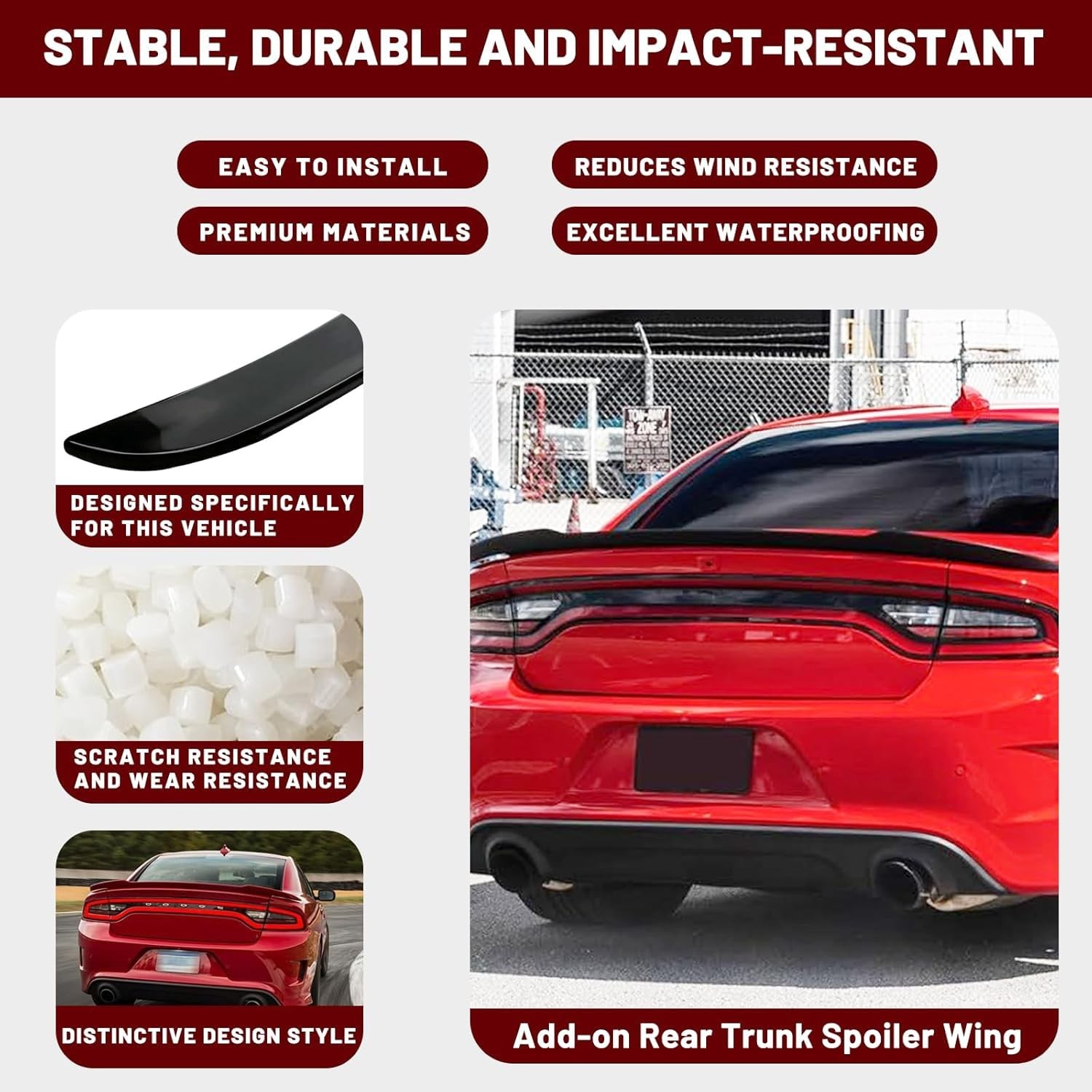 Rear Trunk Spoiler for Dodge Charger 2011-2023