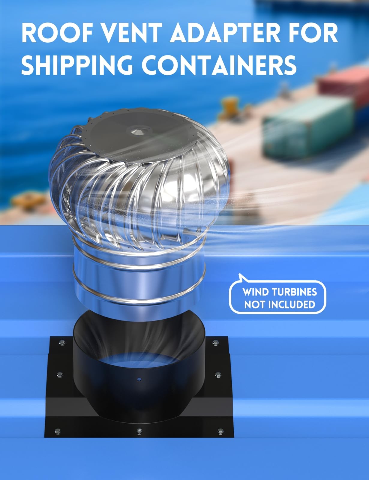 8 Inch Roof Whirlybird Turbine Vent Adapter, Shipping 8″ Black 1 Pack,