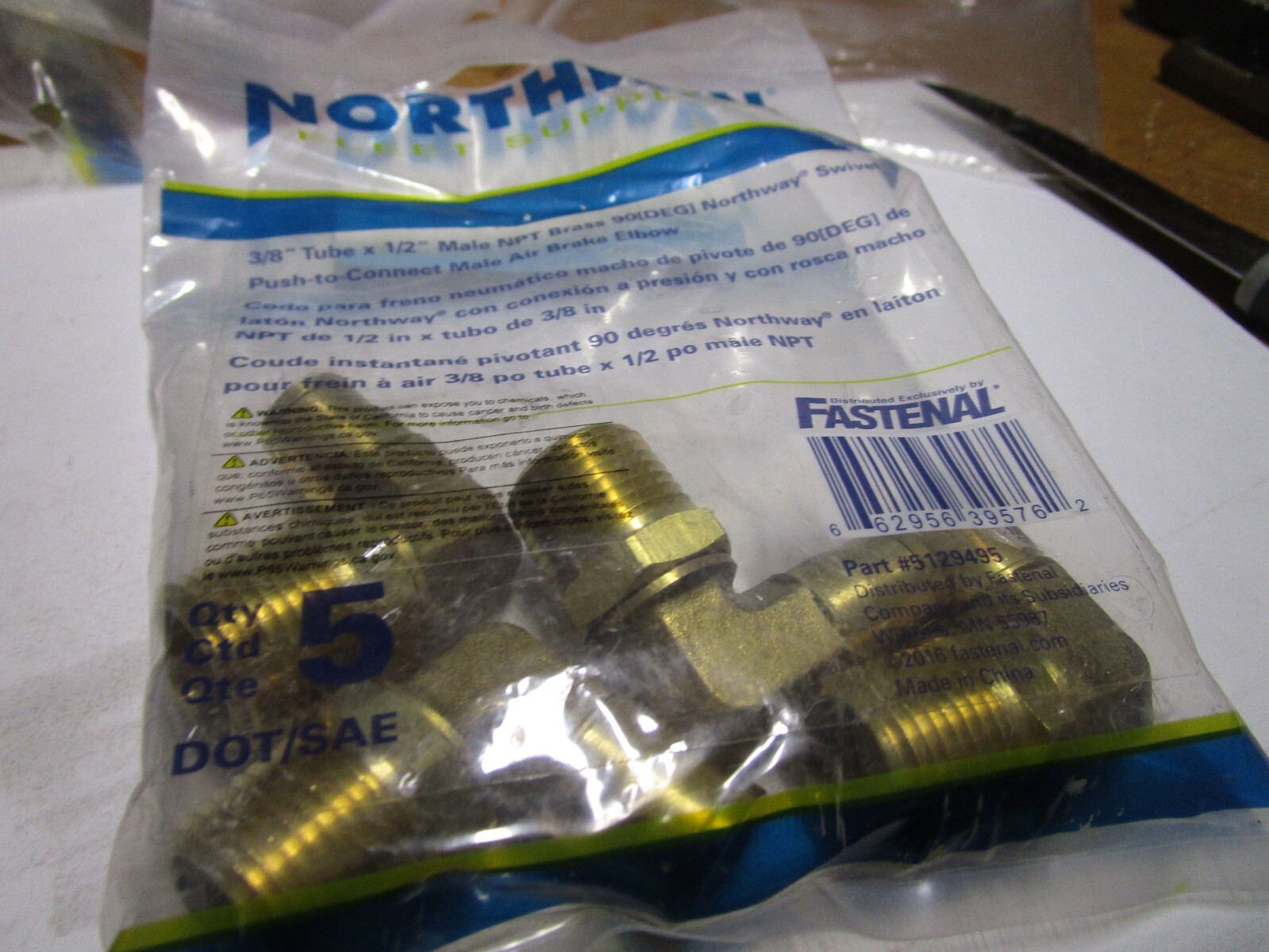 1/2″ Hose x 3/8″ Male NPT Brass Northway® Hose End Connector QTY 5