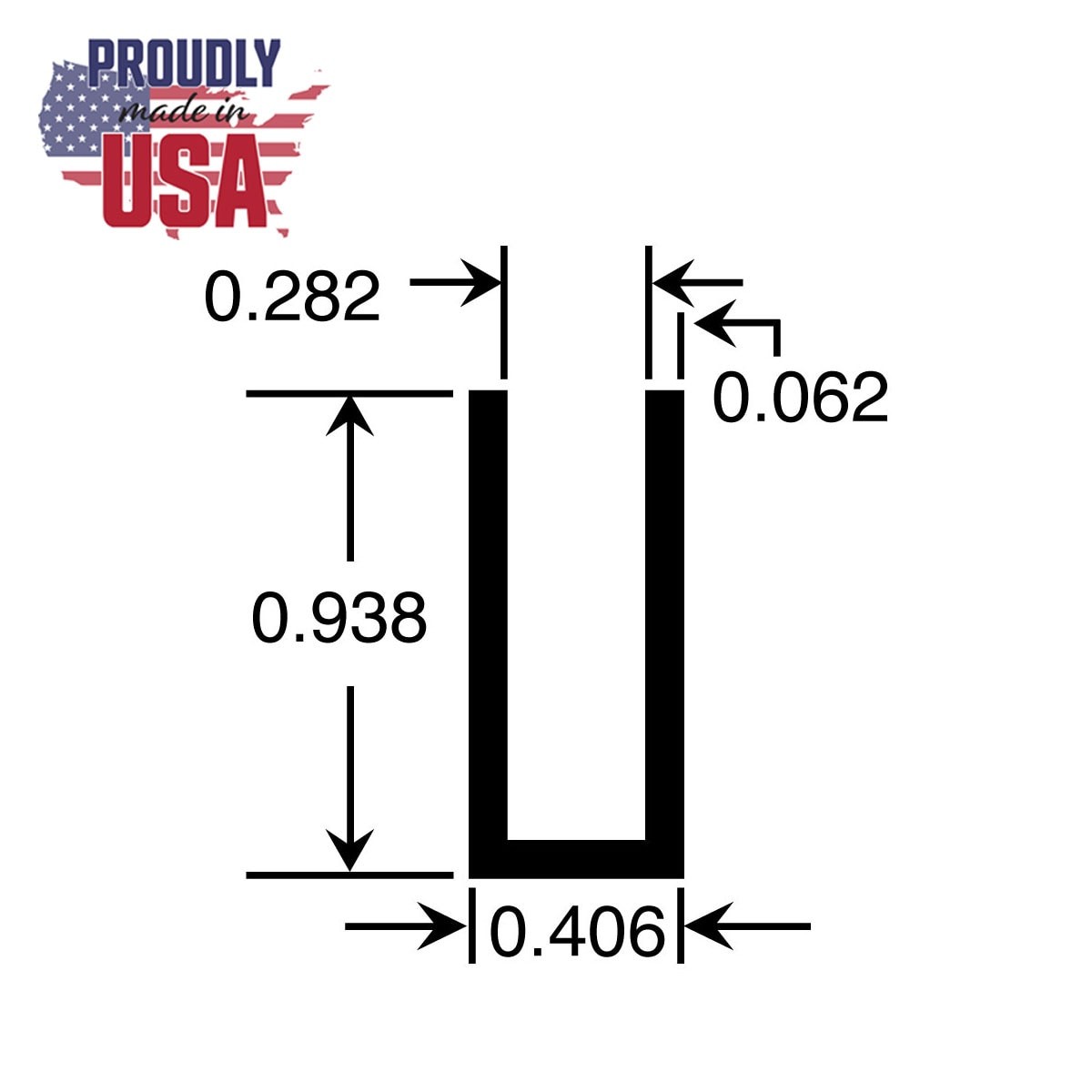 Outwater Polished Finish 9/32″ Alum U-Channel/C-Channel – Size Options