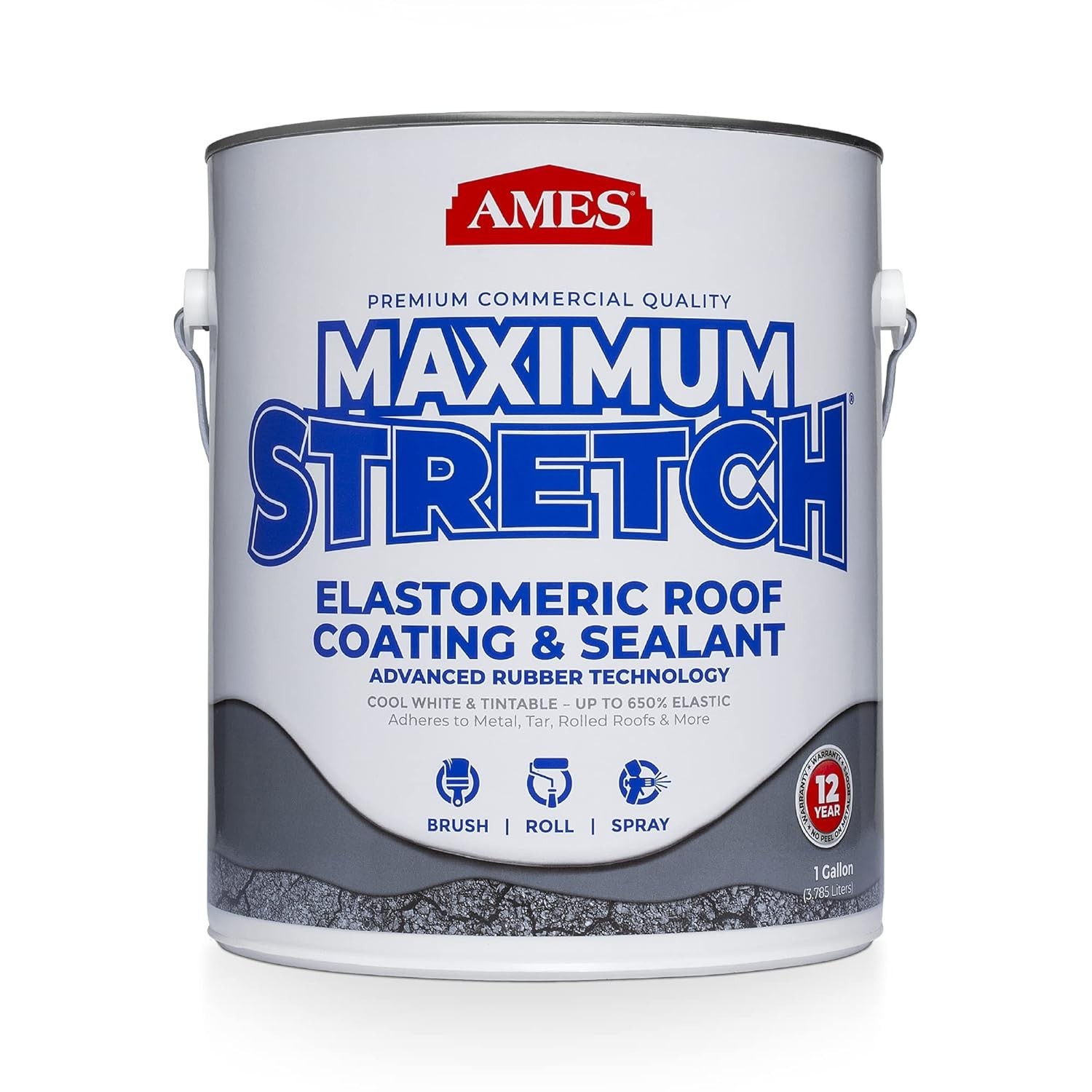 Roof Coating Rubberized Elasto-Resin Sealant 1 Gallon White Low Slope Waterproof