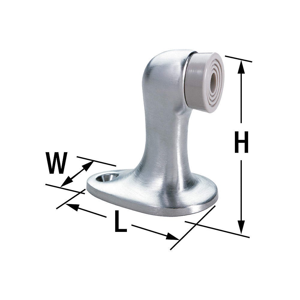 ROCKWOOD 483.26D Rigid Door Stop,Floor Mount,Satin Chrome 3HHX8