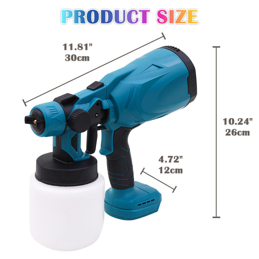 High Pressure Cordless Paint Sprayer Electric Airless HVLP Spray Gun +2 Battery