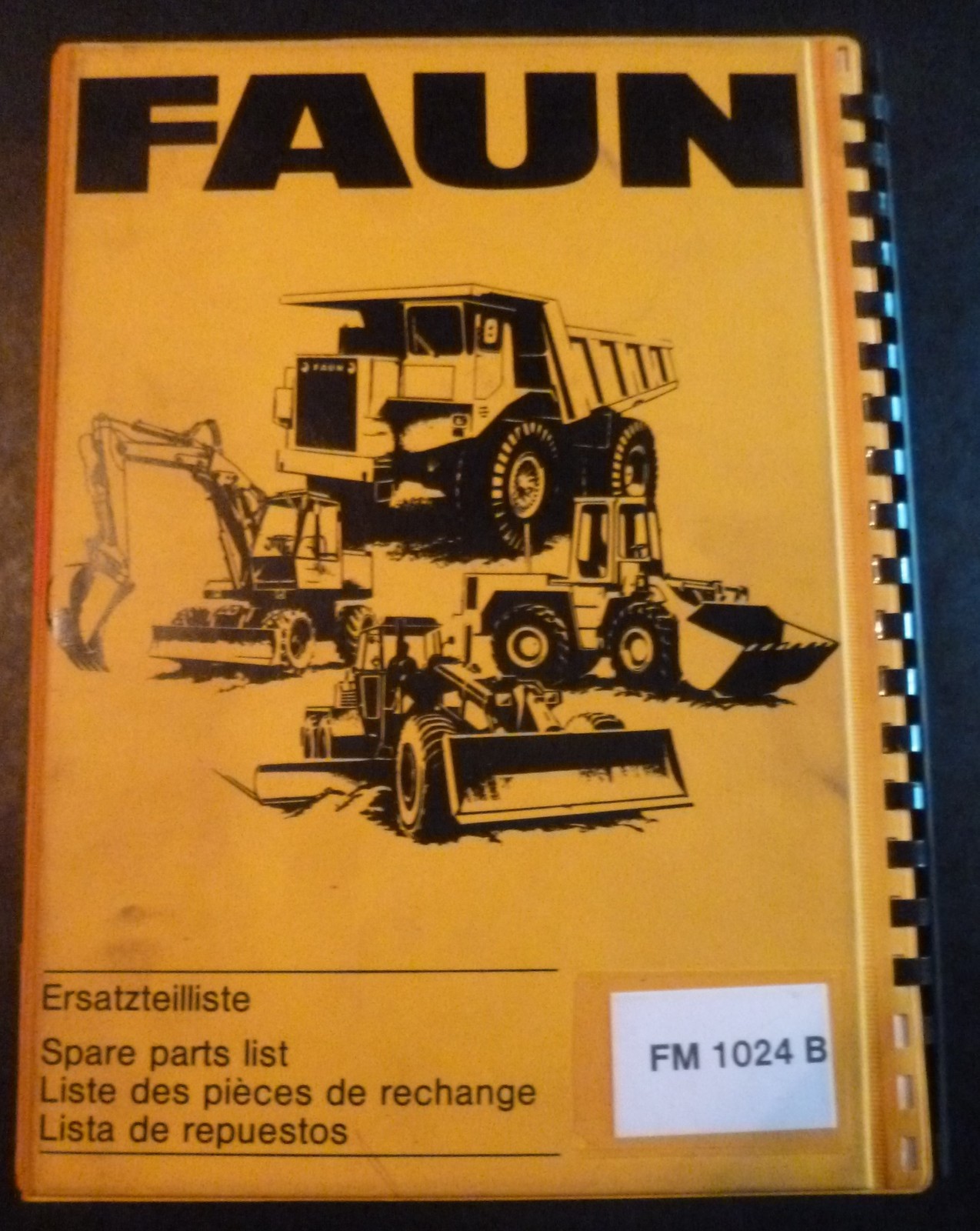 Faun Excavator FM1024 B Spare Parts Catalogue