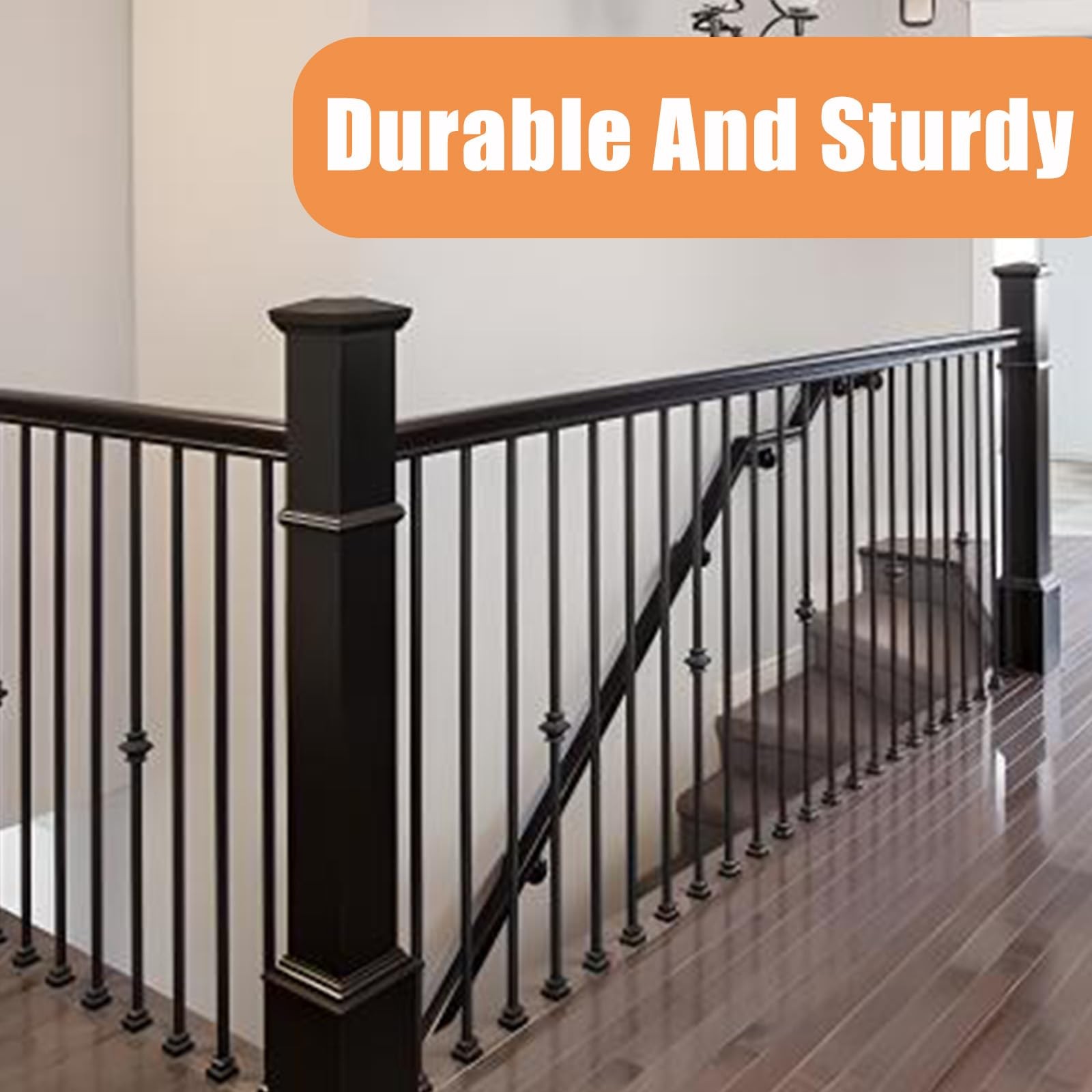 10 Pcs Wrought Iron Balusters 1/2″ x 44″ Hollow Single Knuckle Matte Black