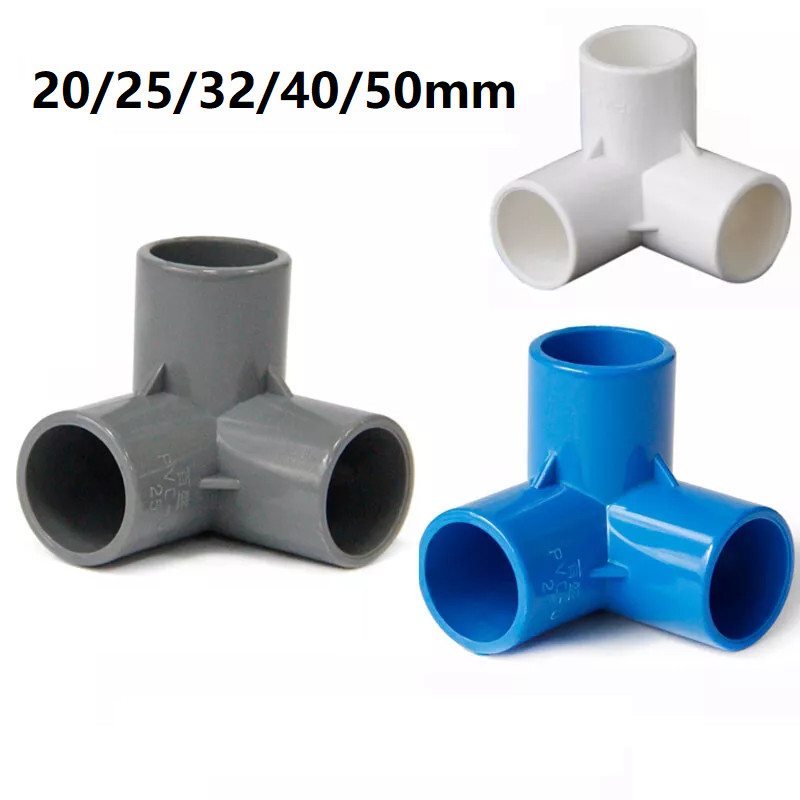 PVC 3-Way Elbow Connector Joint Socket Coupling Pipe Fitting 20,25,32,40,50mm