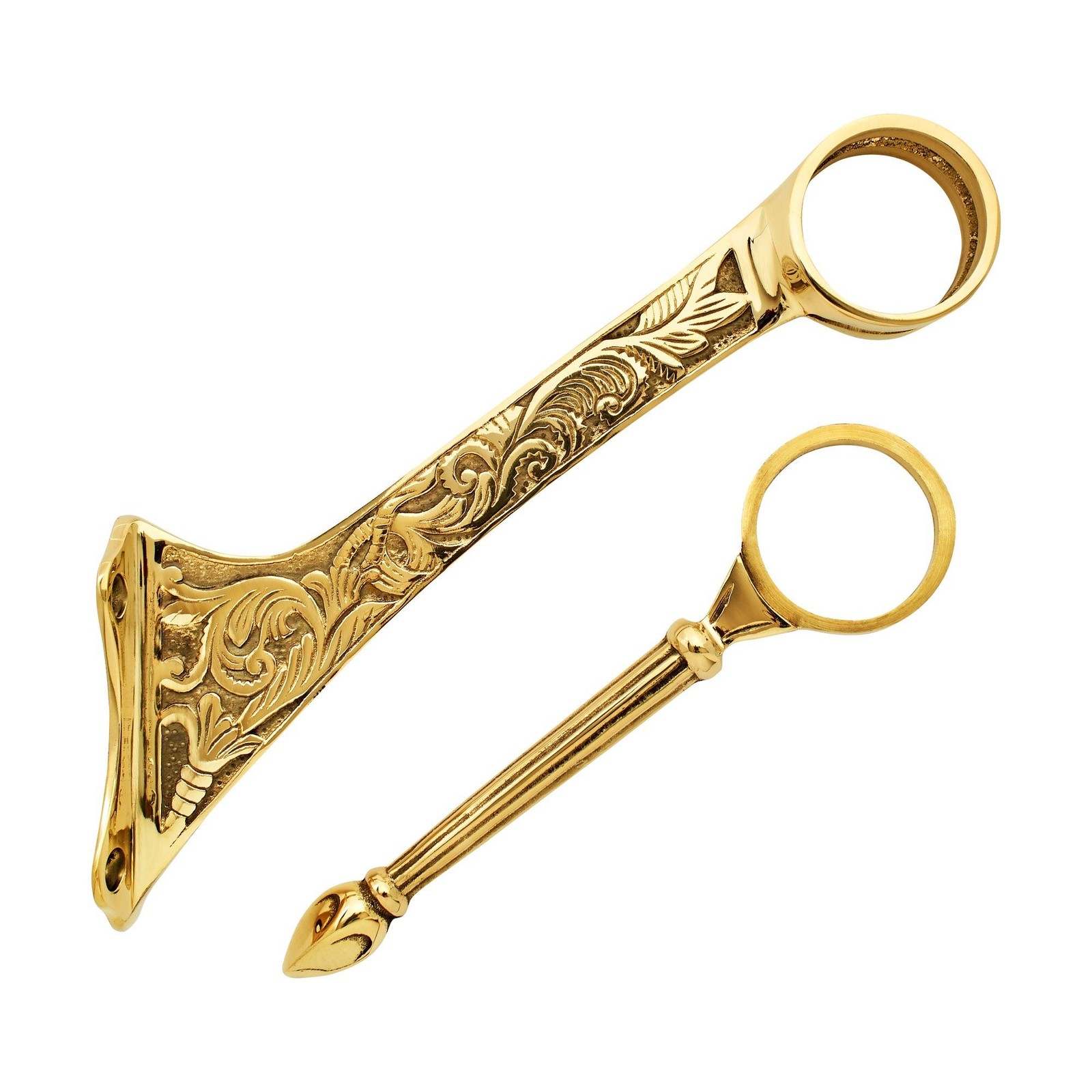 Outwater 2″ Dia x 4-7/16″ H Brass Victorian Foot Rail Bracket