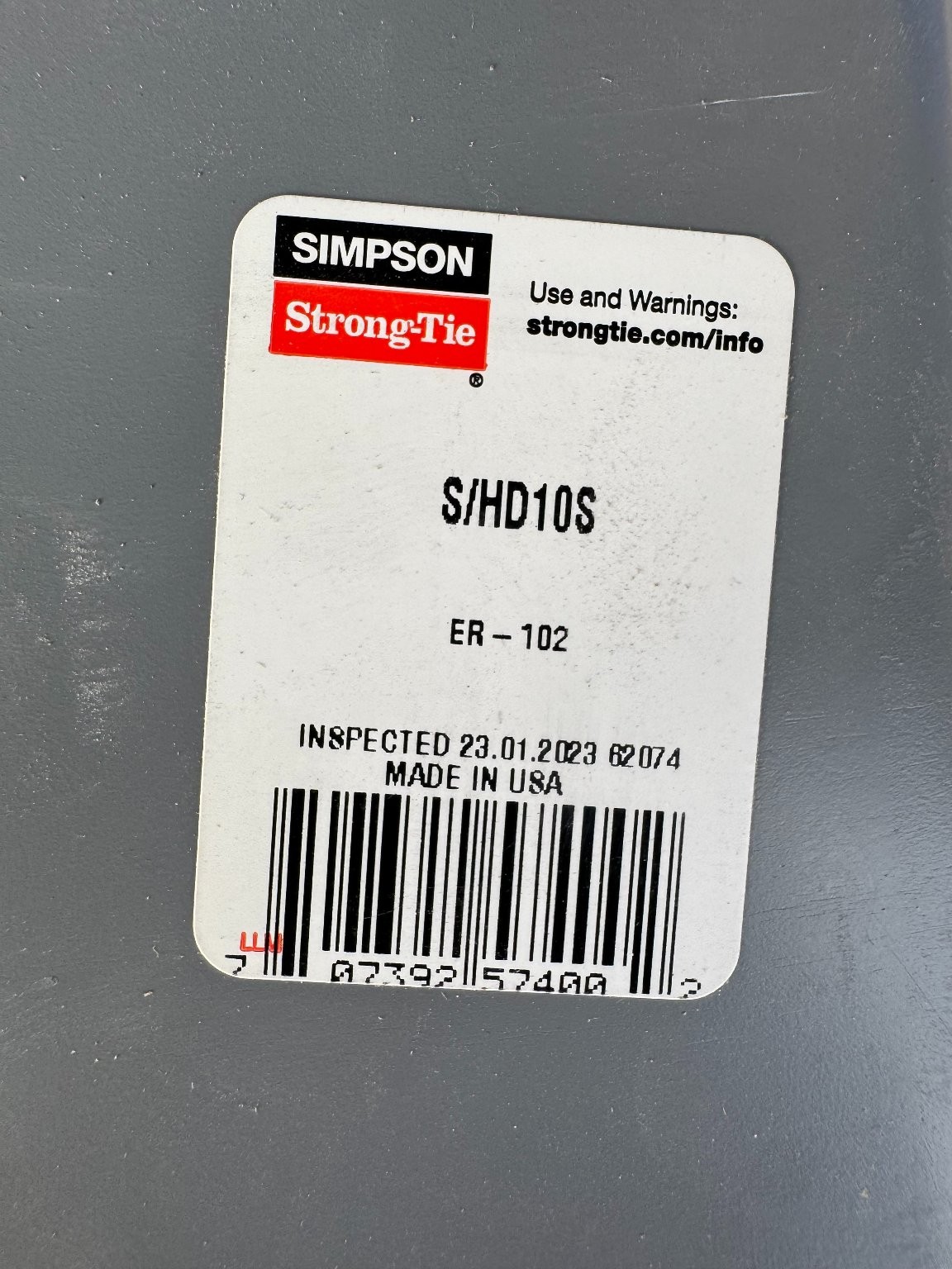 (8) Simpson Strong-Tie S/HD10S Light Gauge Steel Holdown Qty 8 Made in USA