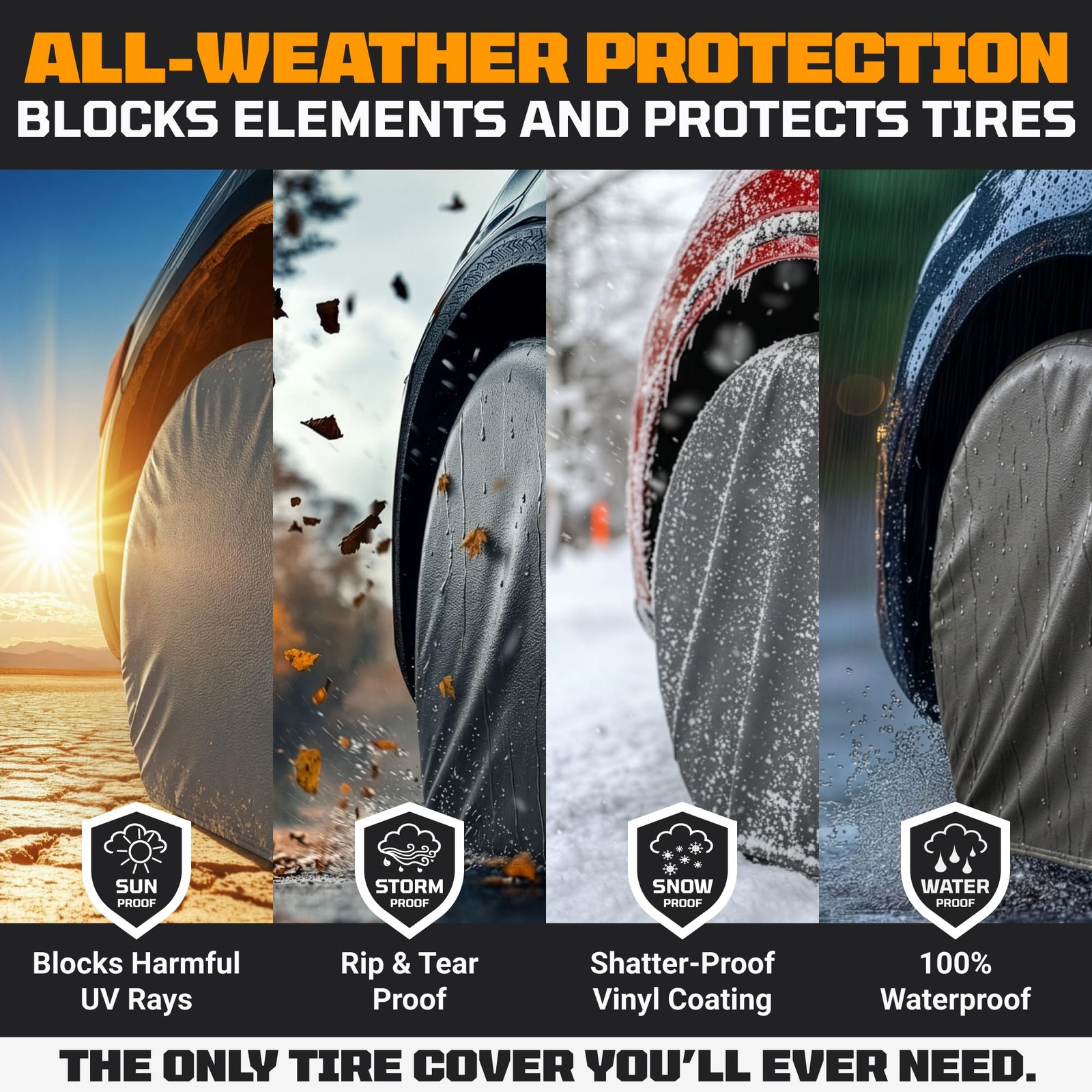TIRESHIELD PRO Tire Covers Set Medium – Fits Diameters 26-28.75″, Grey