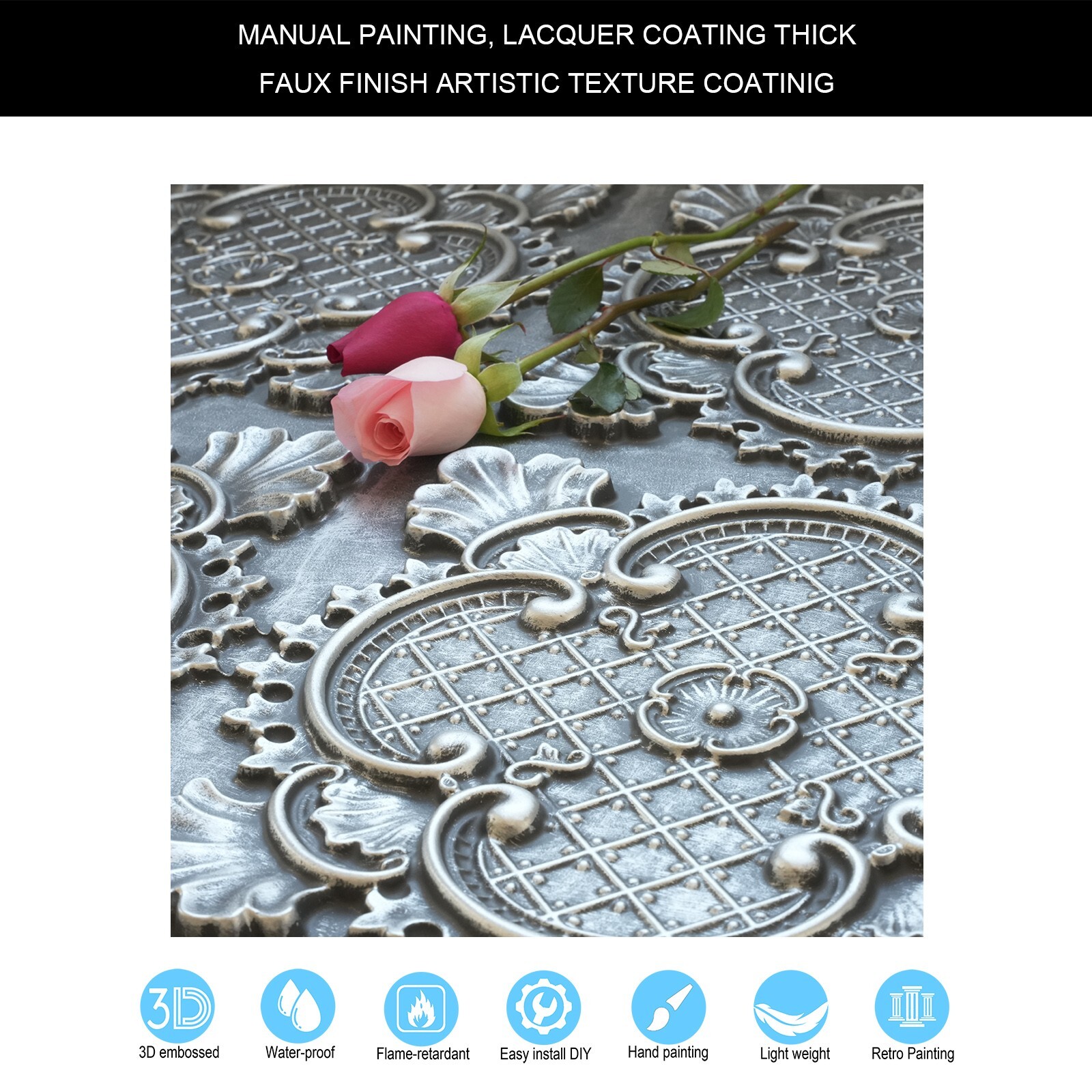 Vintage Pattern Tin Ceiling Tiles PVC Wall Panels 2’X2′ PL80 Antique tin 10pcs