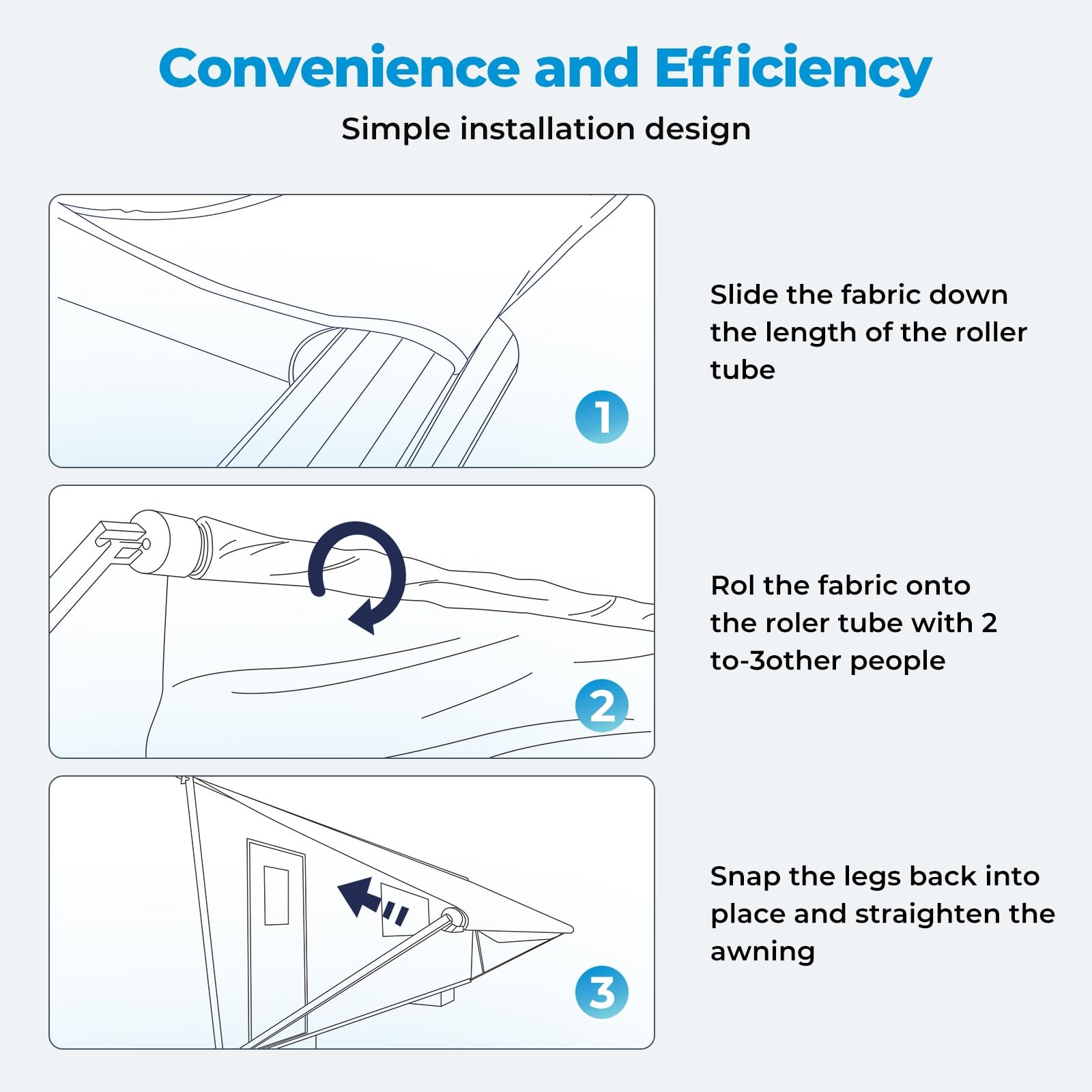 White RV Awning Fabric Replacement 17′(Fabric 16’2″)