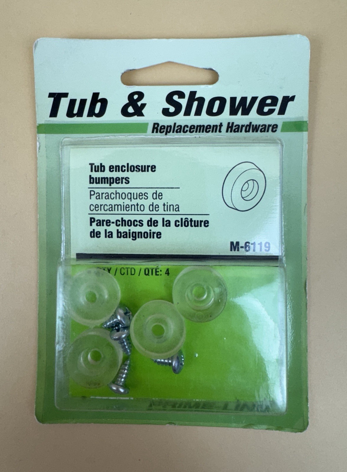 4-Pack Prime-Line Shower Tub Enclosure Anti-Slam Bumpers Clear Vinyl 3/4 M6119